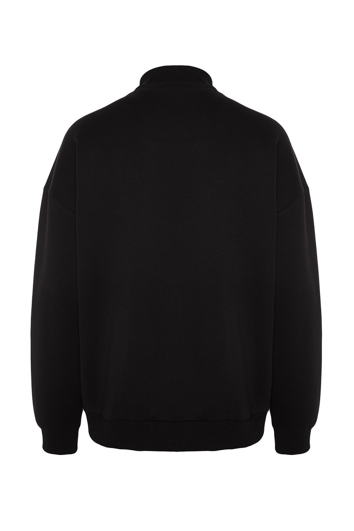Black Solid Longline Sweatshirt, , large image number 7