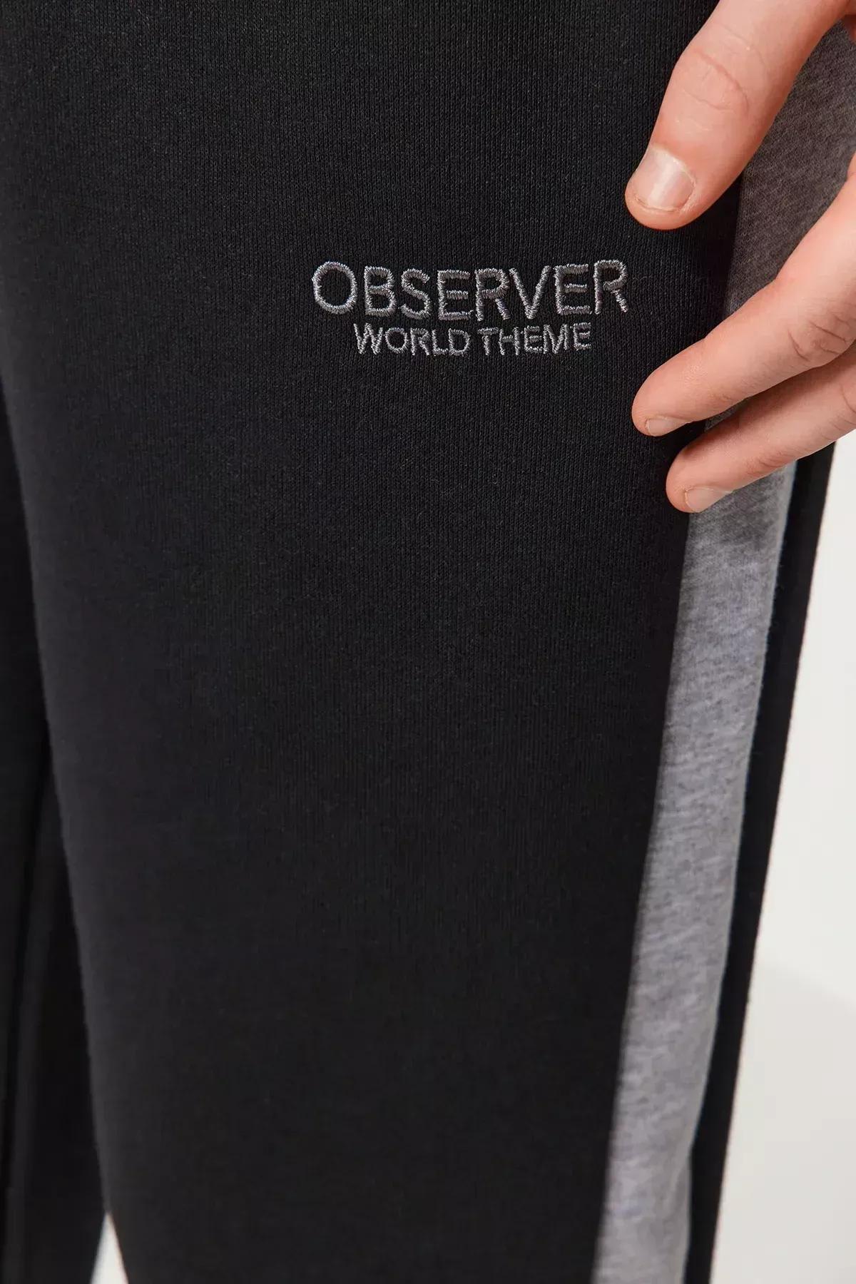 Black Embroidered Detailed Sweatpants, C101_2094, large image number 4