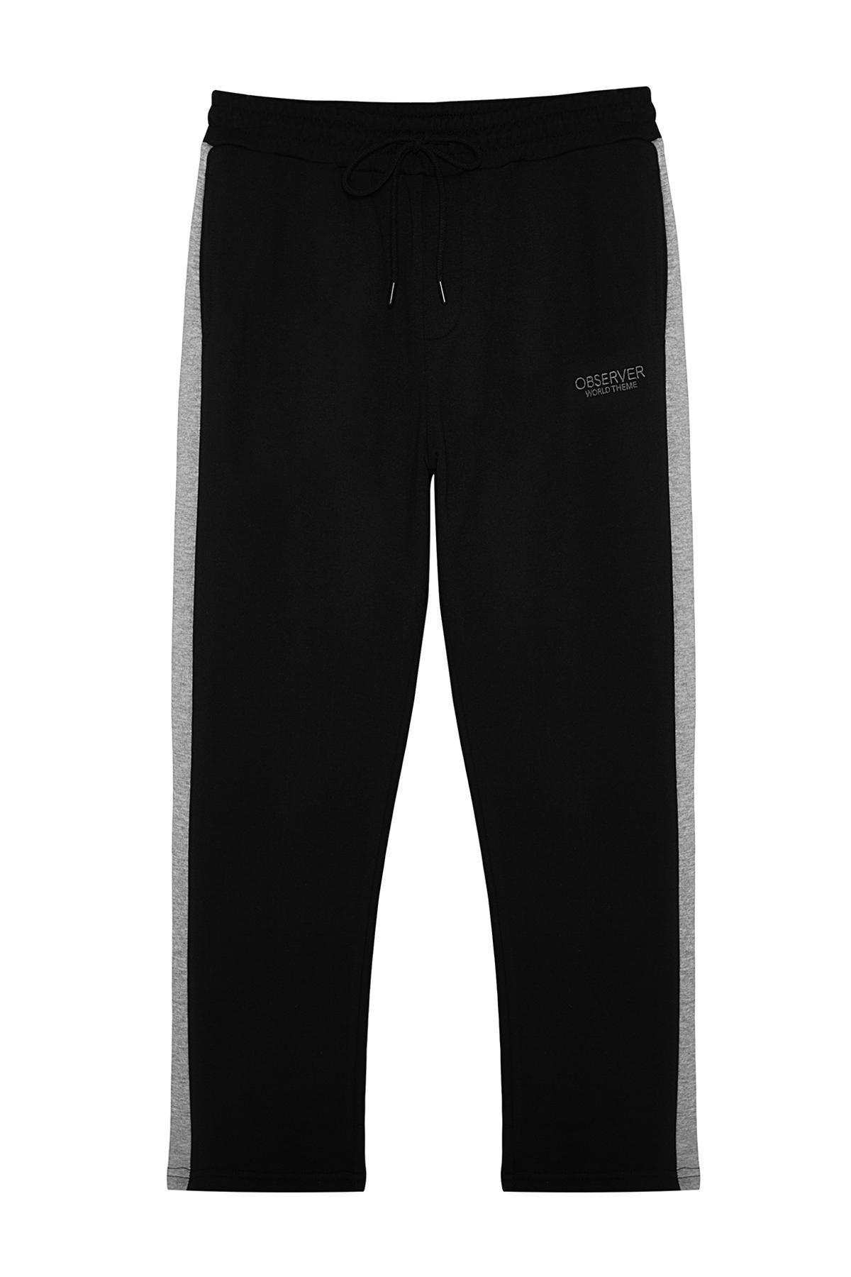 Black Embroidered Detailed Sweatpants, , large image number 5