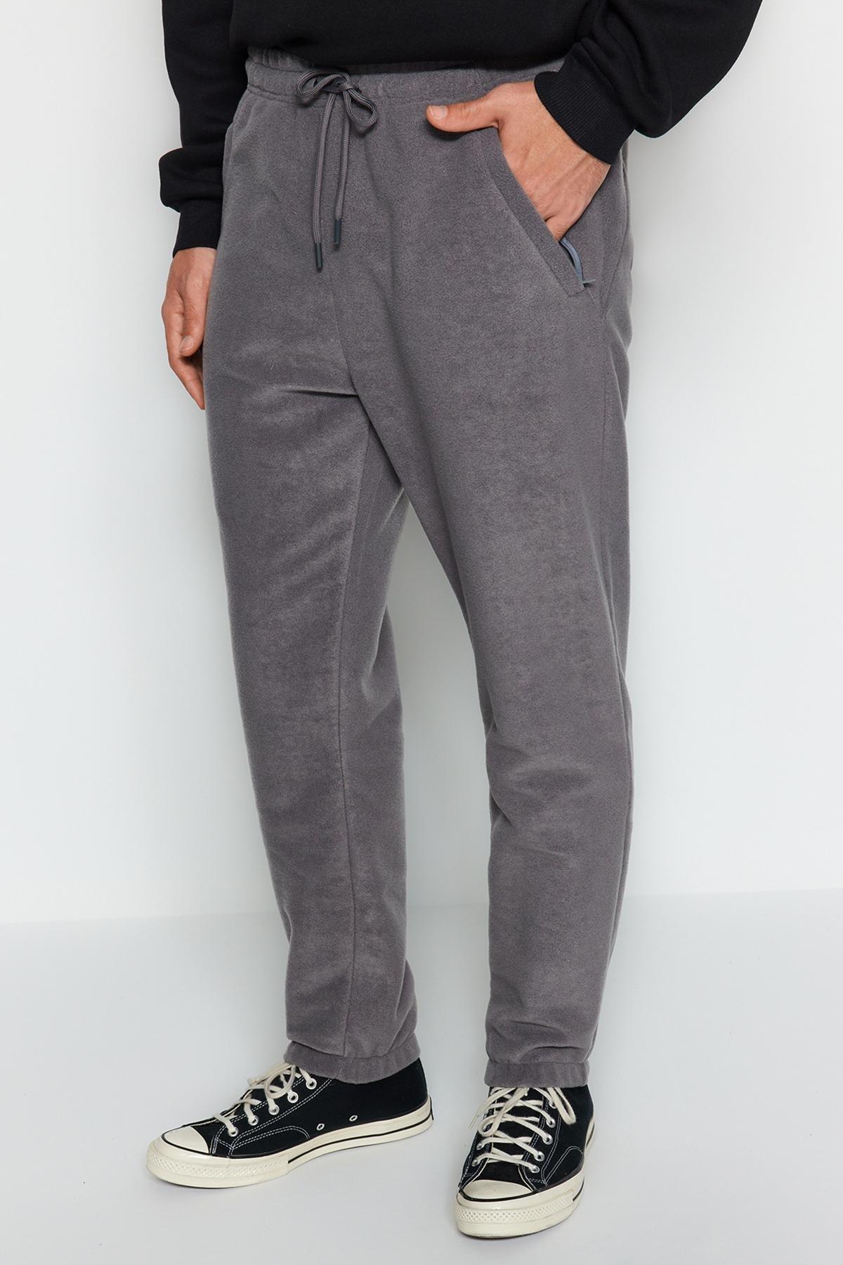 Grey Zippered Sweatpants, Smoked, large image number 0
