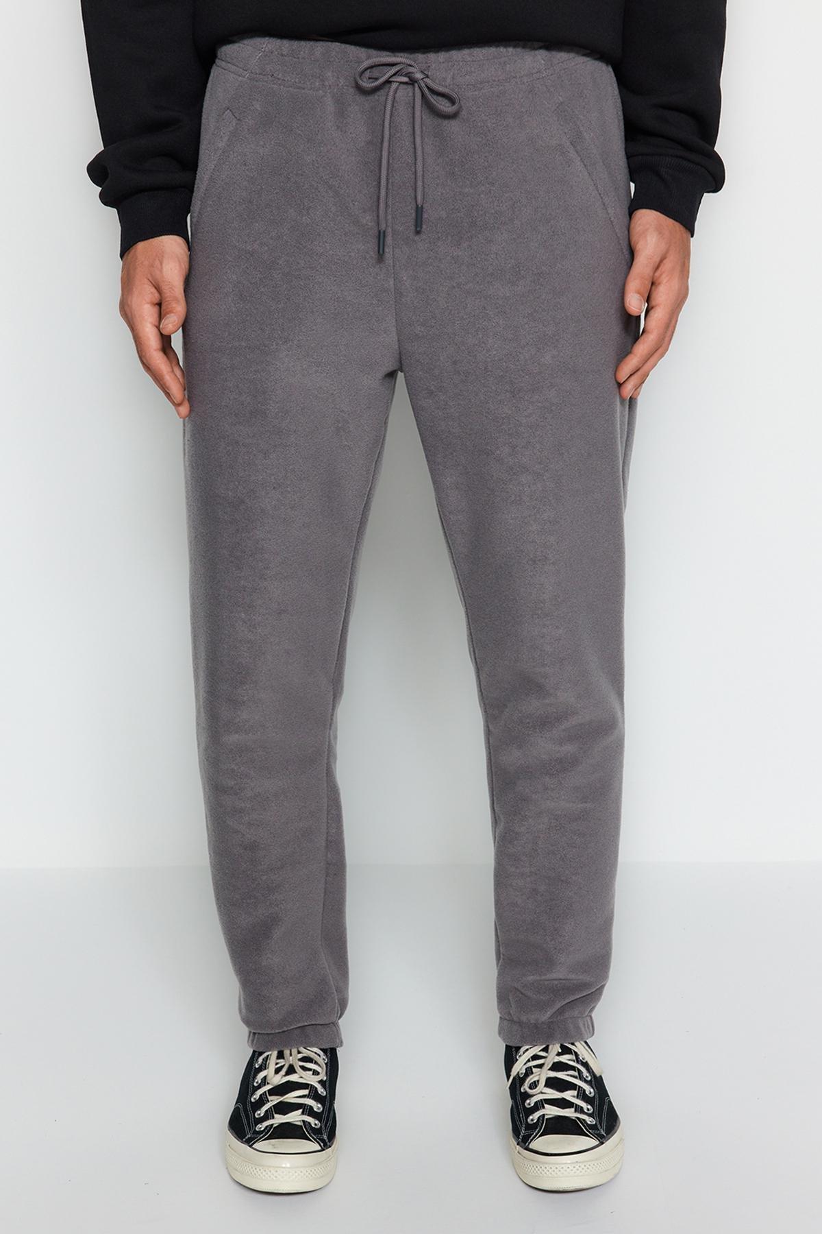 Grey Zippered Sweatpants, Smoked, large image number 4
