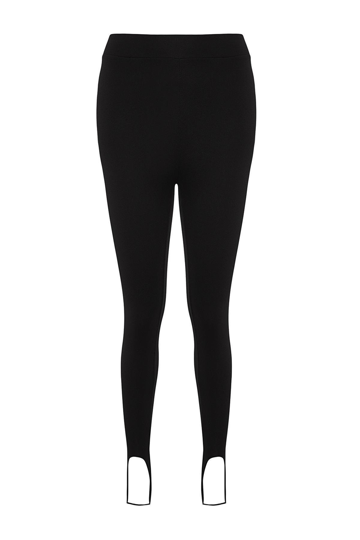 Black High Waist Knitted Leggings, , large image number 6