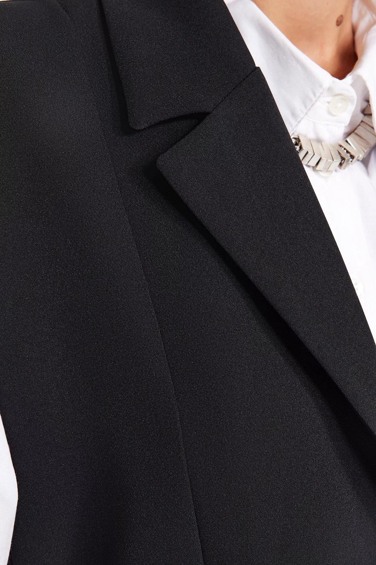 Black Collared Detailed Vest, BLACK, large image number 4