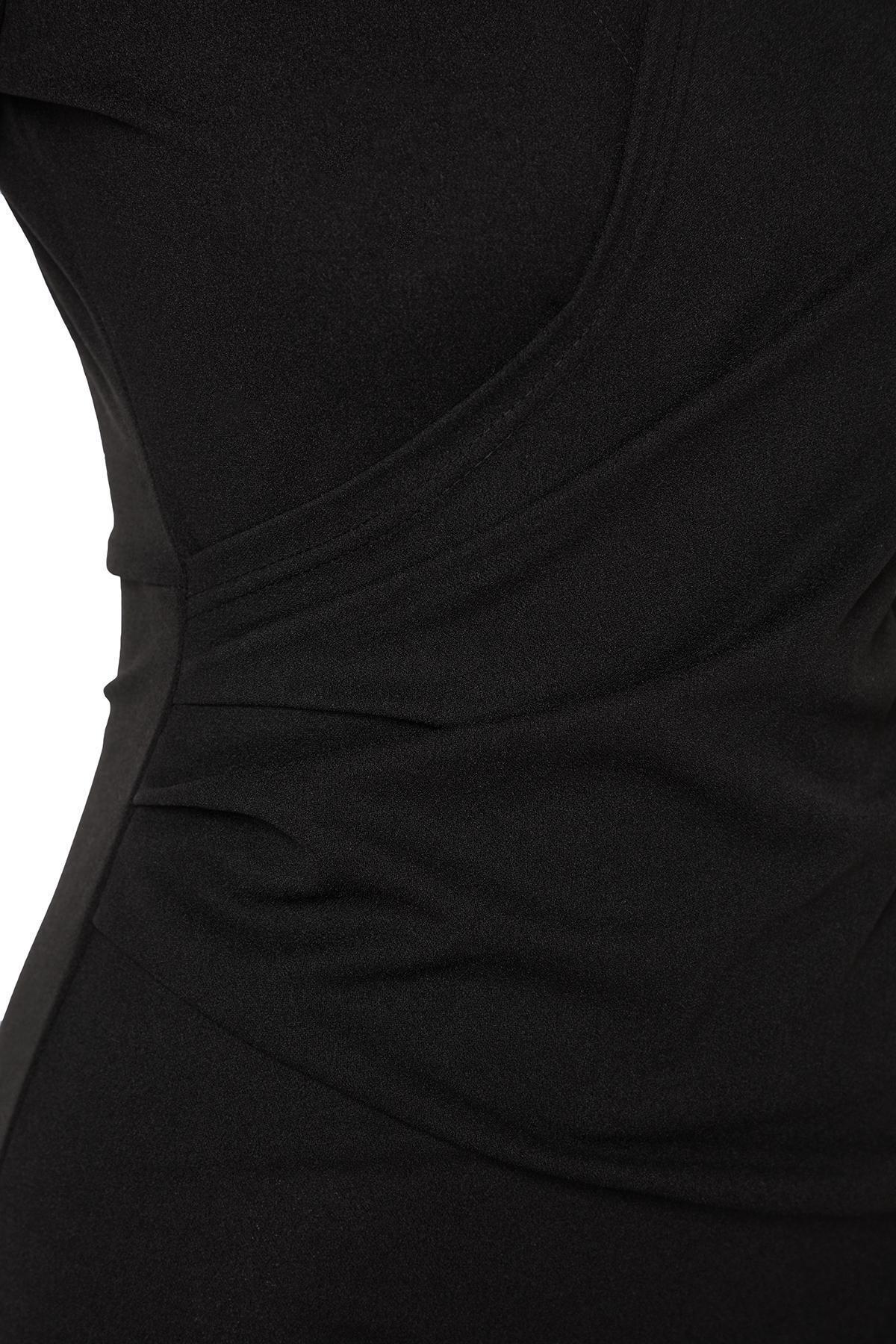 Black Knitted Double Breasted Detailed Midi Dress, , large image number 6