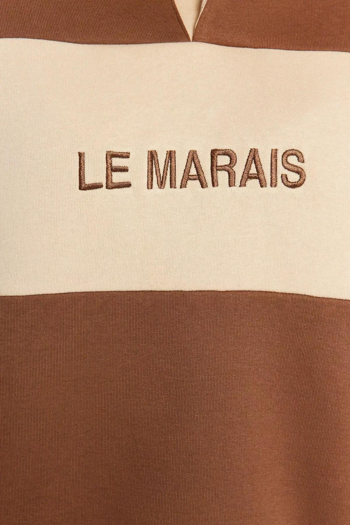 Brown Polo Neck Knitted Sweatshirt, Brown, large image number 4
