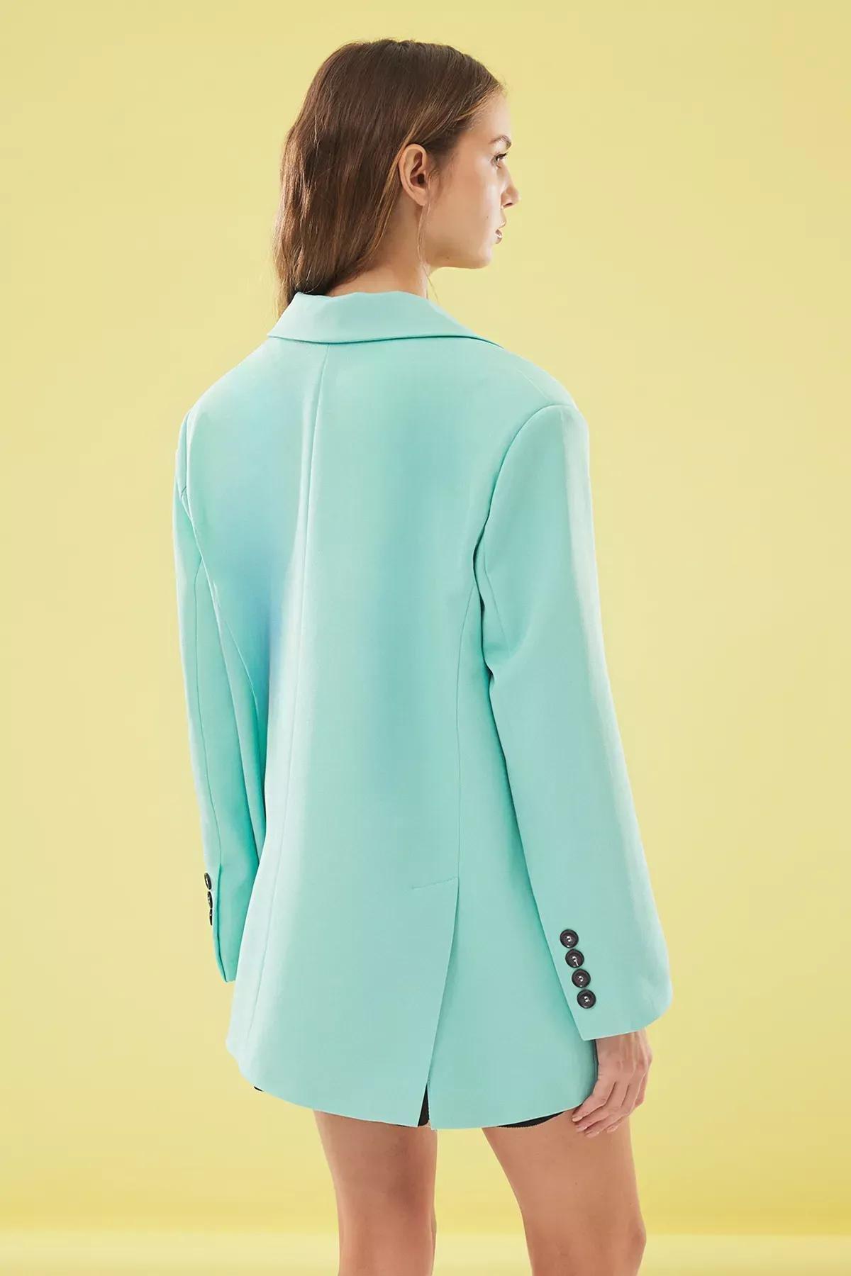 Blue Extra Oversize Blazer, , large image number 4