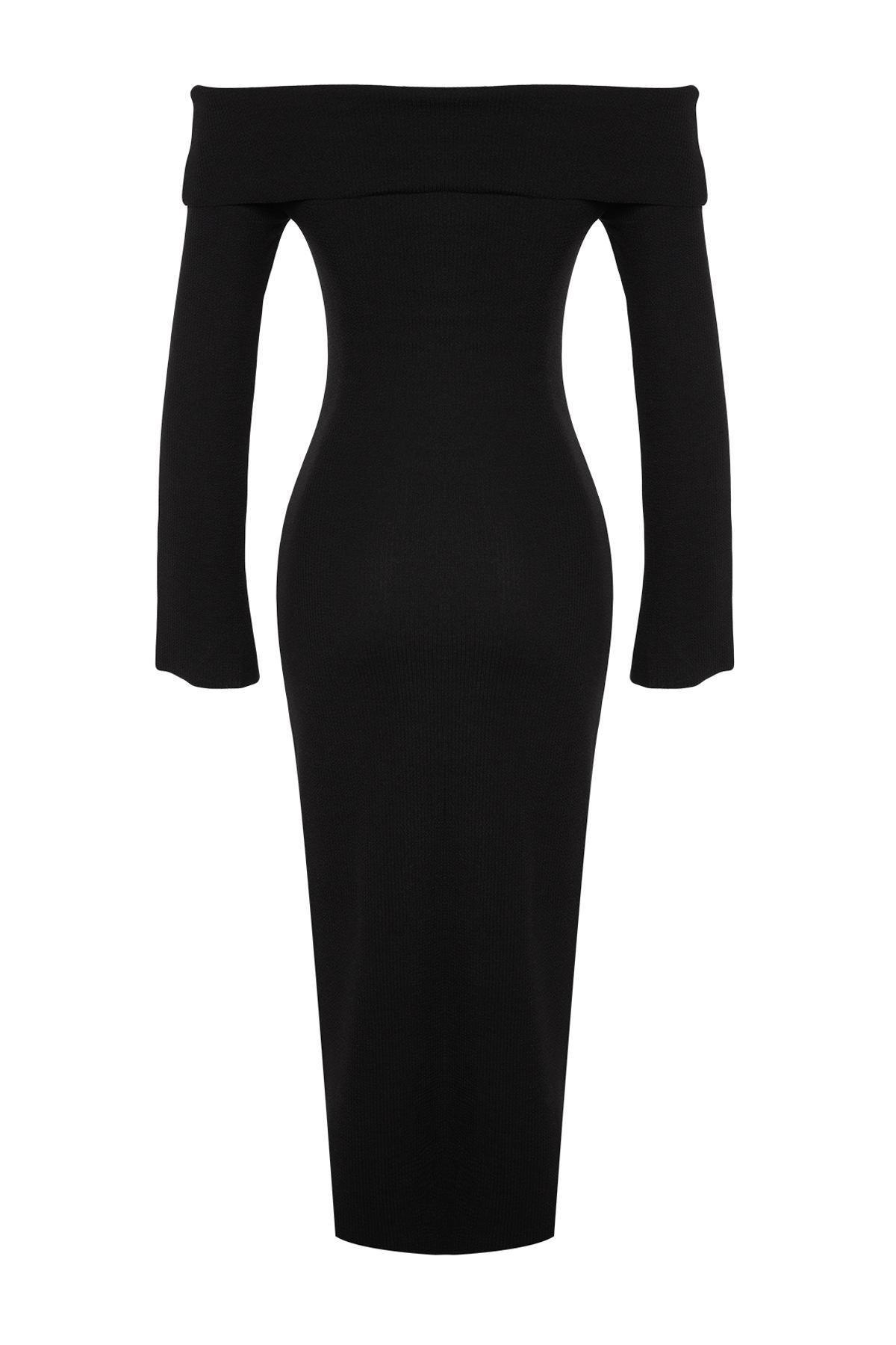 Black Corsair Soft-Texture Stretch Midi Dress, , large image number 6
