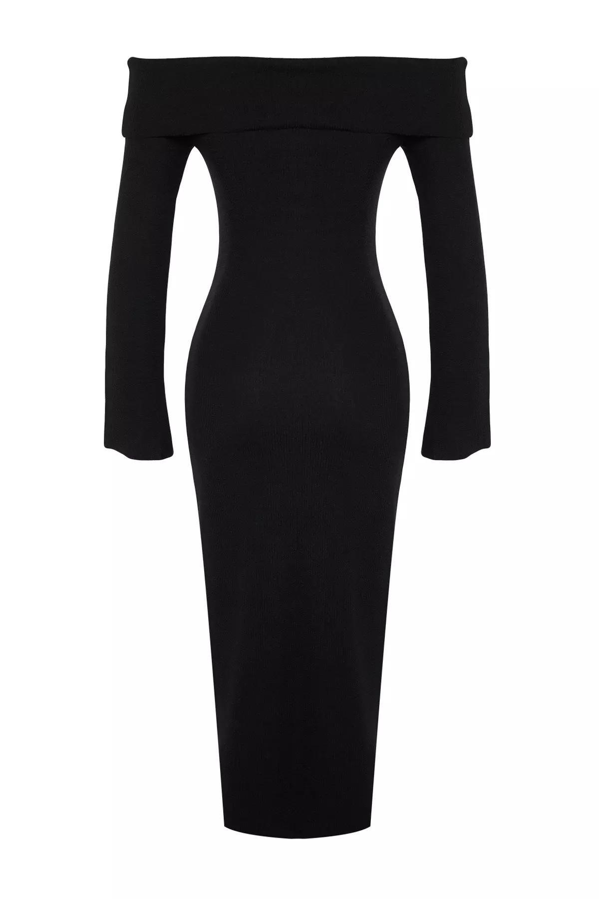 Black Corsair Soft-Texture Stretch Midi Dress, BLACK, large image number 6