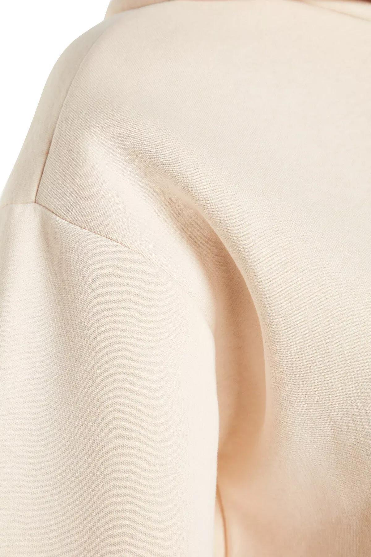 Beige Relaxed Hooded Knitted Sweatshirt, C101_1948, large image number 6
