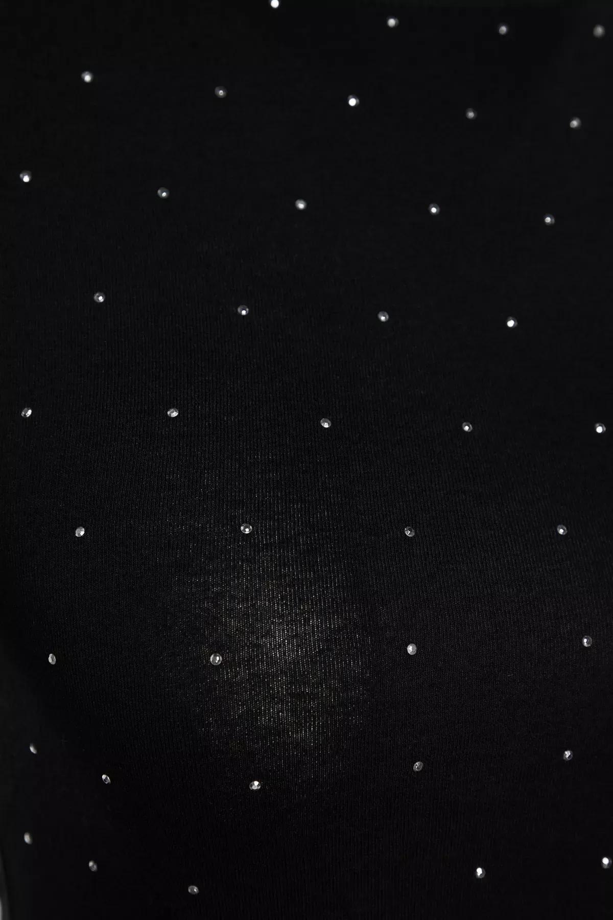 Black Printed Cotton Long-Sleeve Knitted Body, BLACK, large image number 7