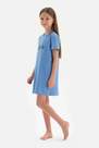 Dagi - Blue Coral Printed Short Sleeve Nightgown, Kids Girls