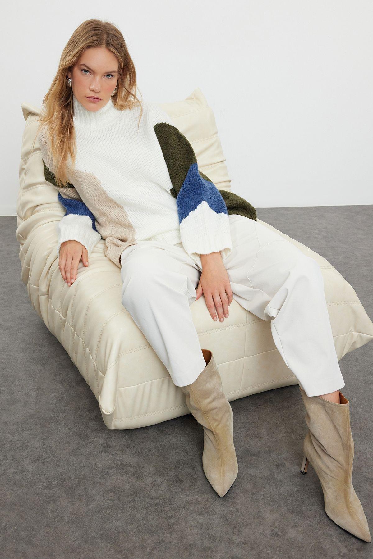 Beige Textured Knitted Sweater, Ecru, large image number 0