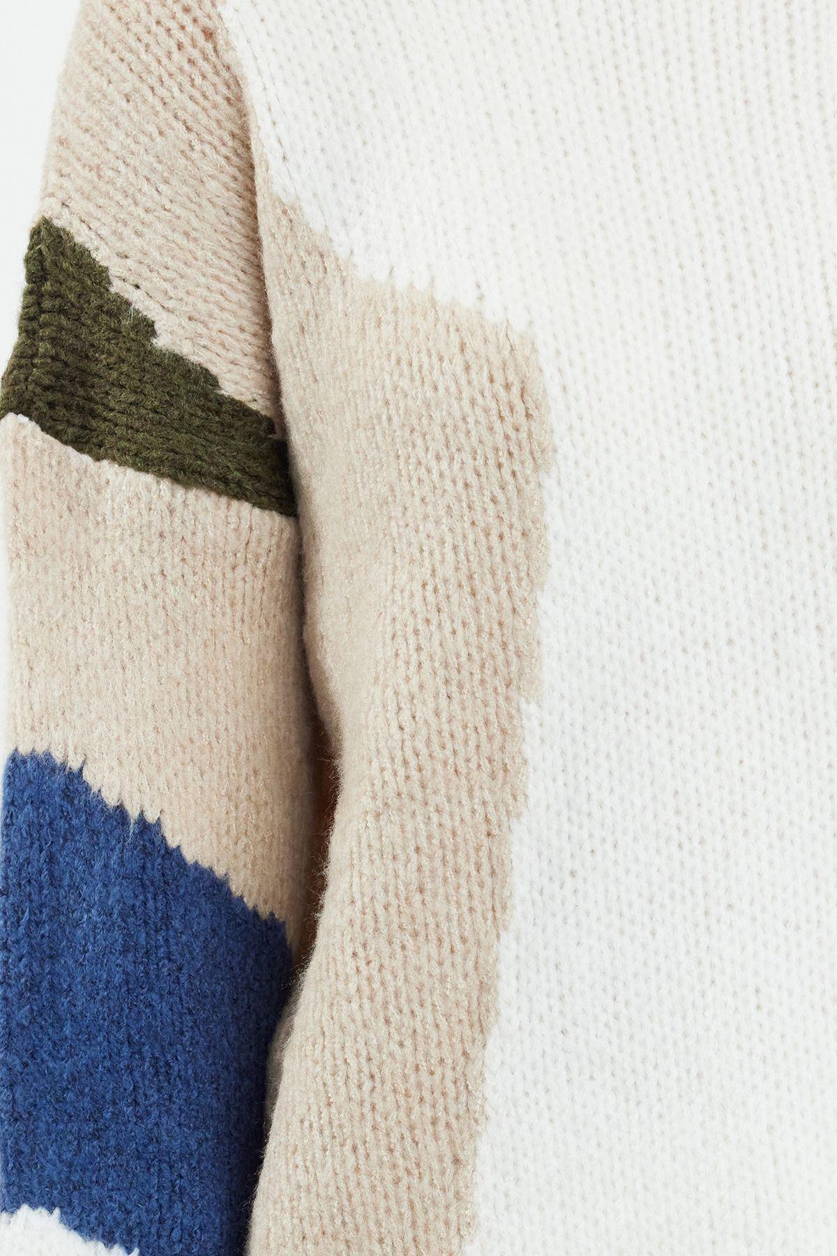 Beige Textured Knitted Sweater, Ecru, large image number 2