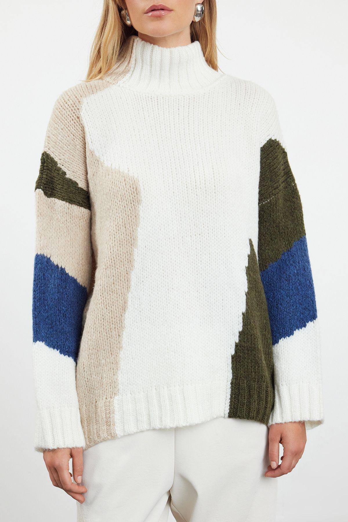 Beige Textured Knitted Sweater, Ecru, large image number 3