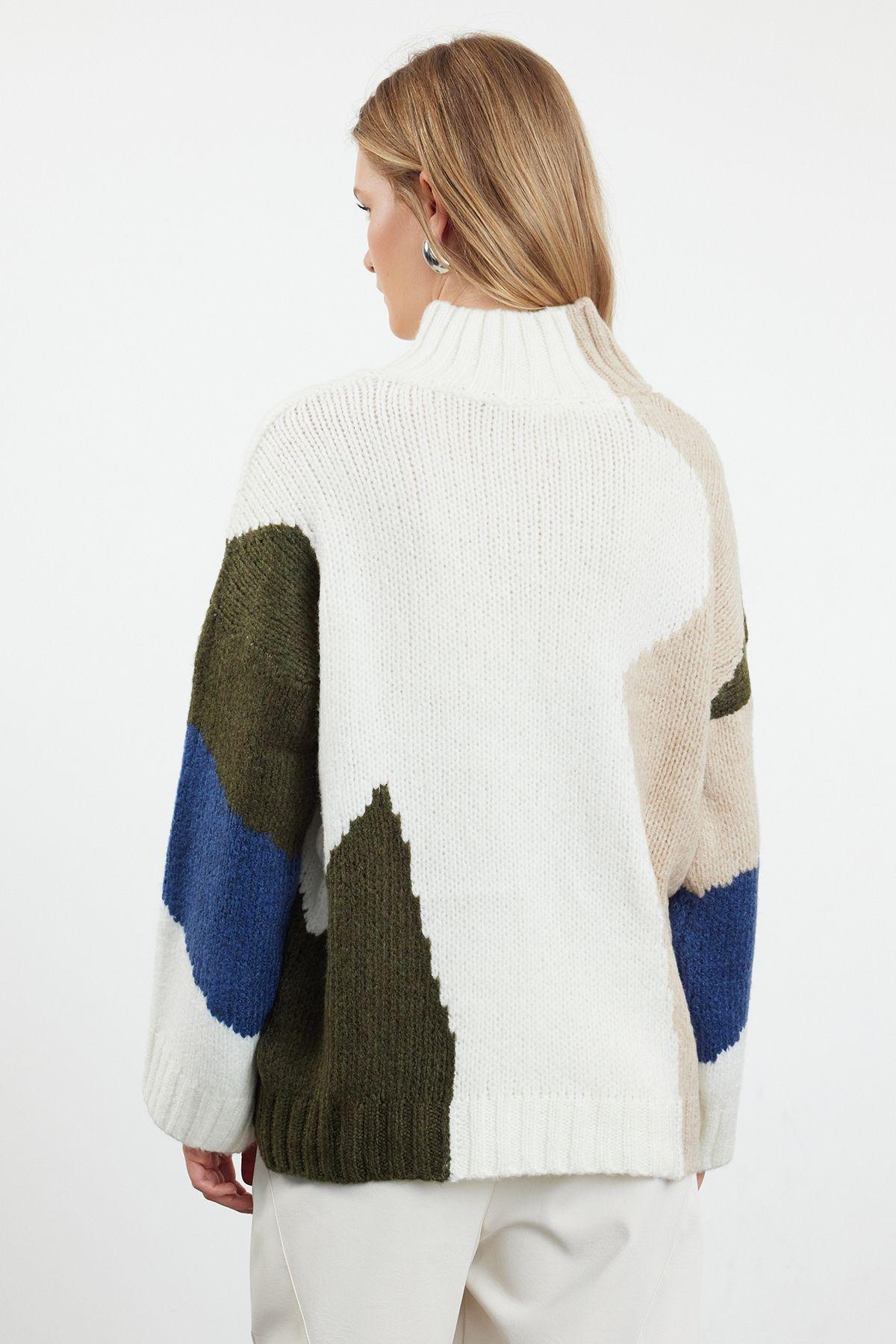 Beige Textured Knitted Sweater, Ecru, large image number 4