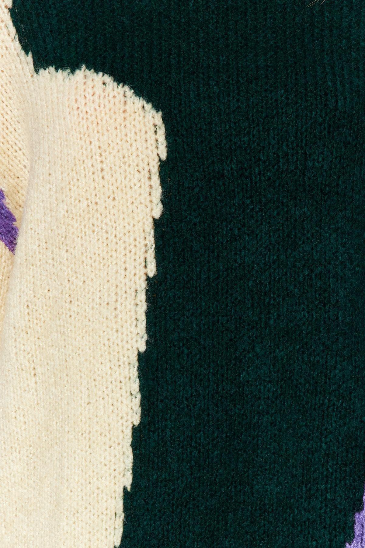 Multicolour Standing Collared Sweater, Green, large image number 3