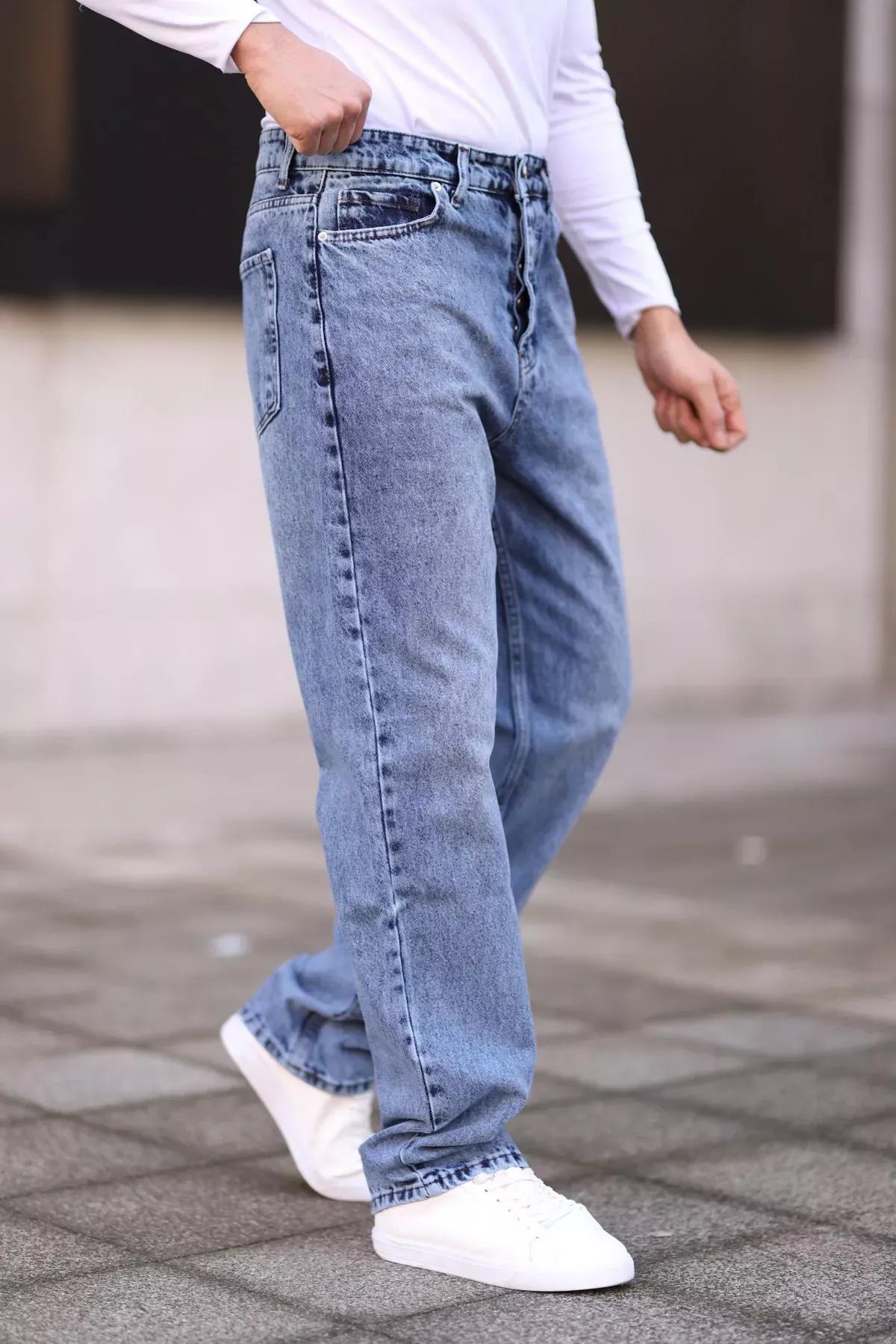 Blue Baggy Fit Jeans Trousers, , large image number 0