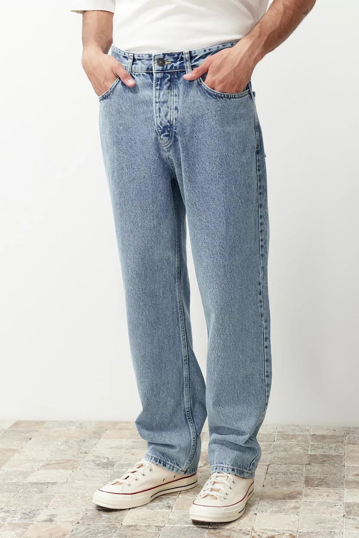 Blue Baggy Fit Loose Denim Jeans, , large image number 0