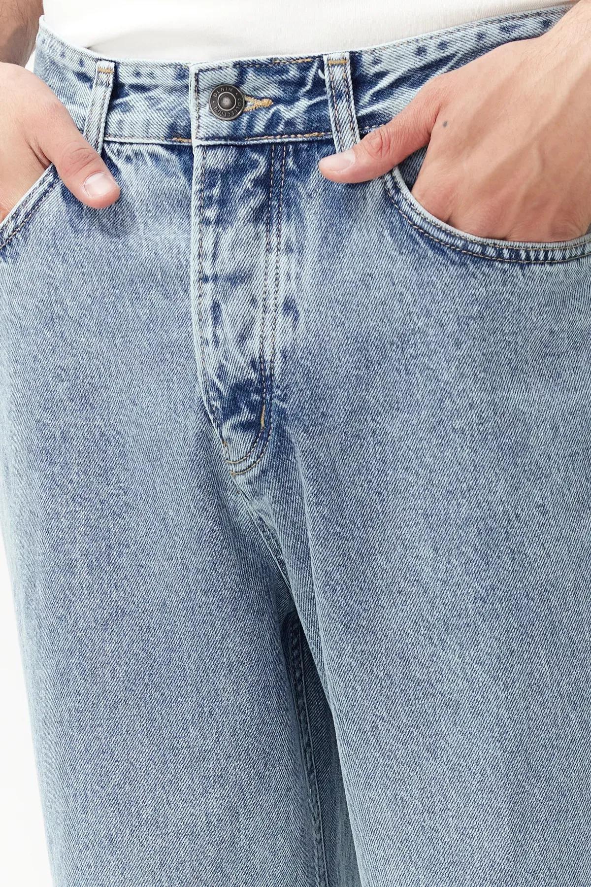 Blue Baggy Fit Loose Denim Jeans, Light Blue-6006, large image number 4