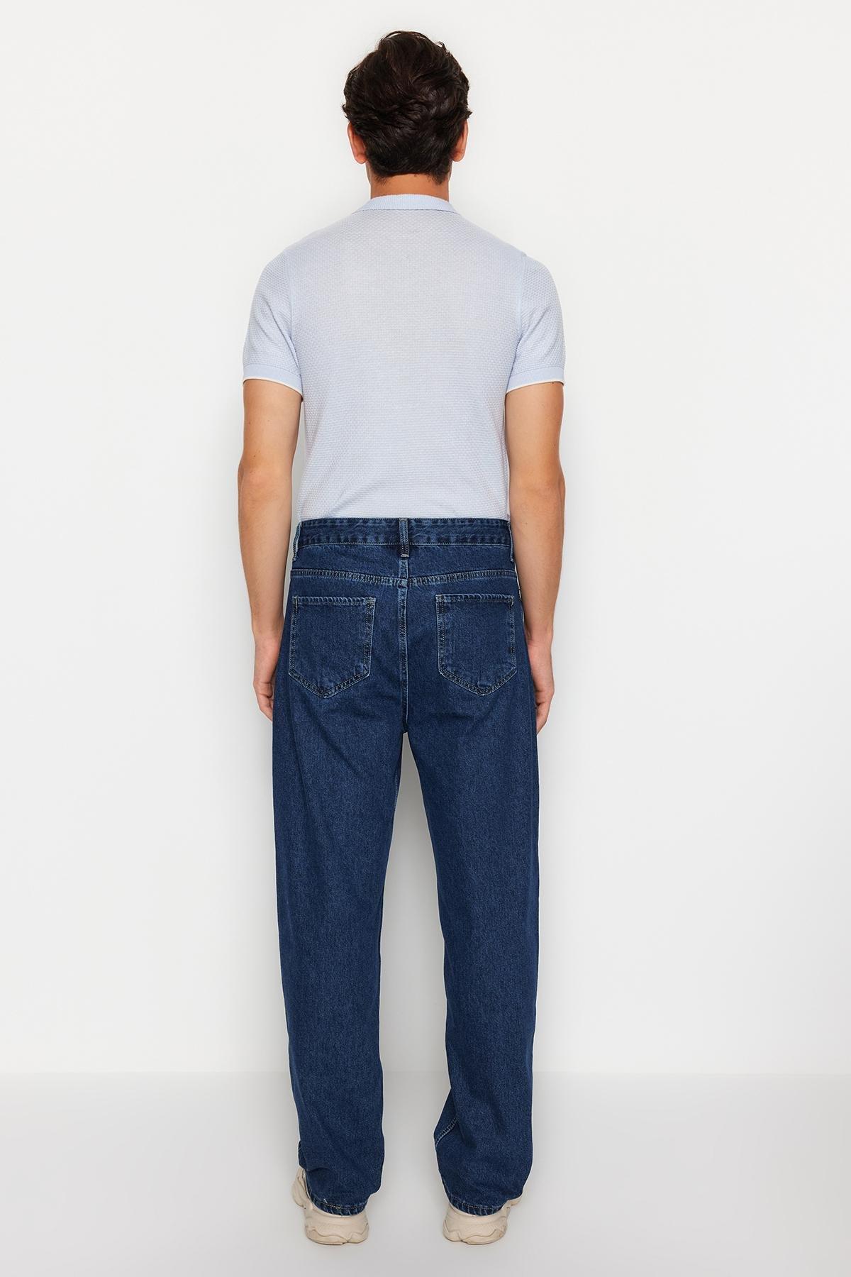 Navy Baggy Fit Jeans Denim Pants, , large image number 5