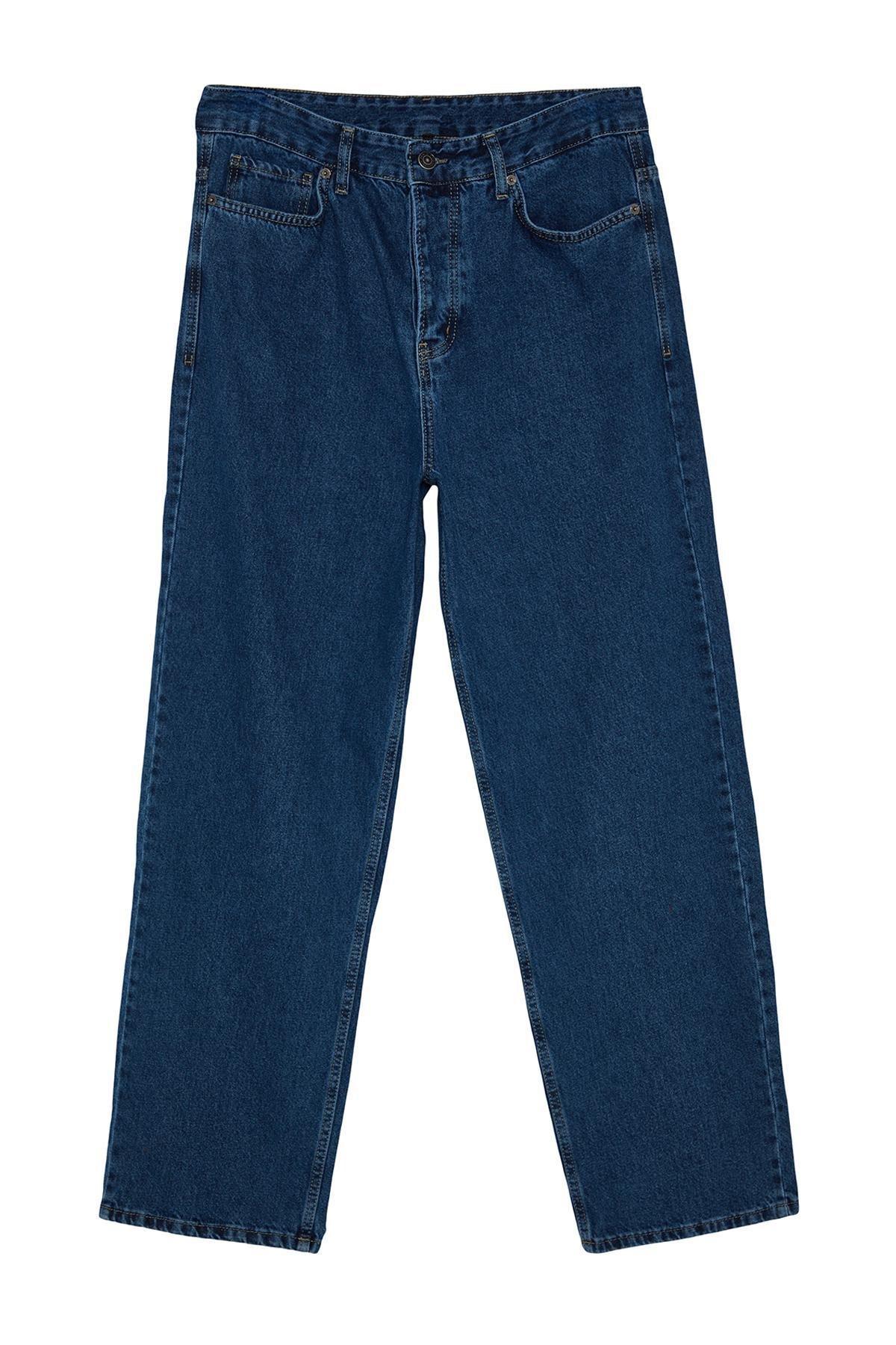 Navy Baggy Fit Jeans Denim Pants, , large image number 6