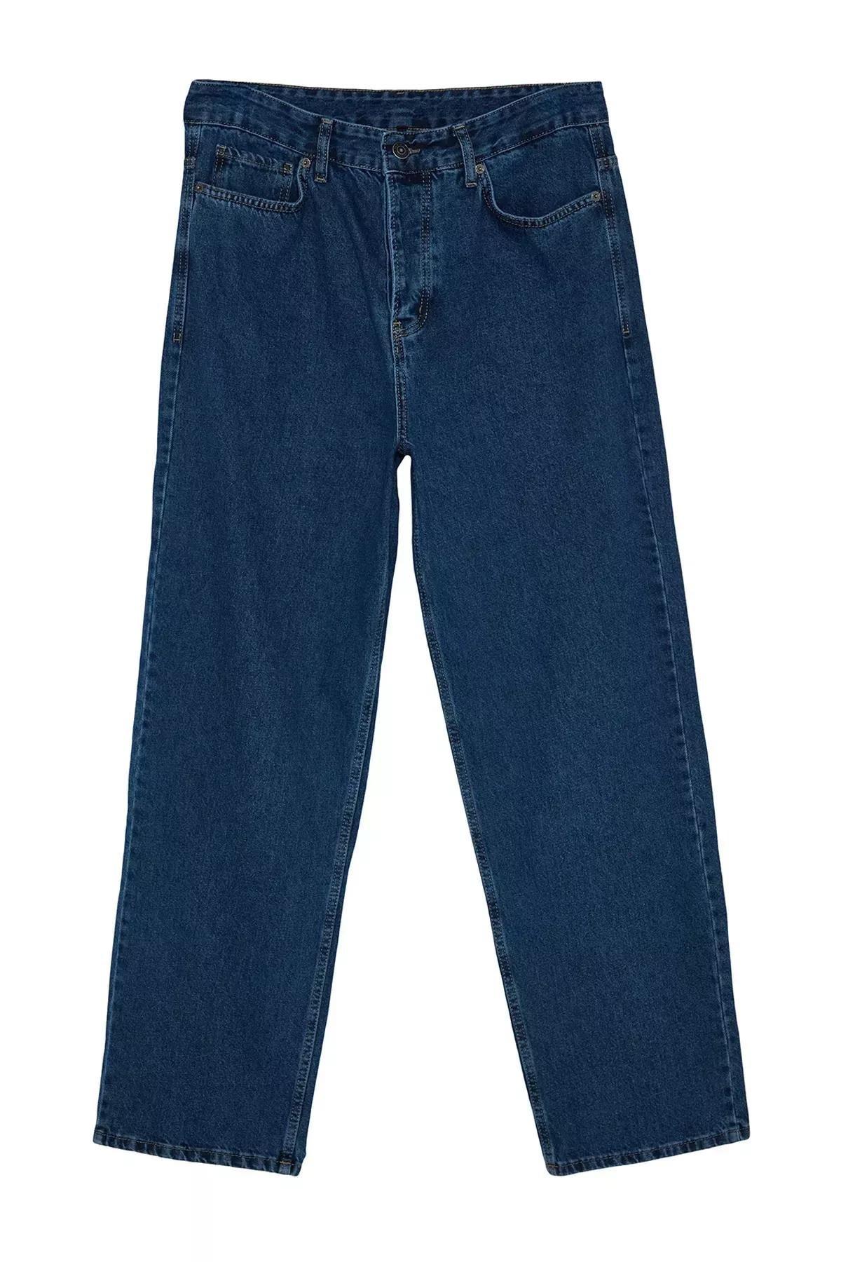Navy Baggy Fit Jeans Denim Pants, Navy blue-2002, large image number 6