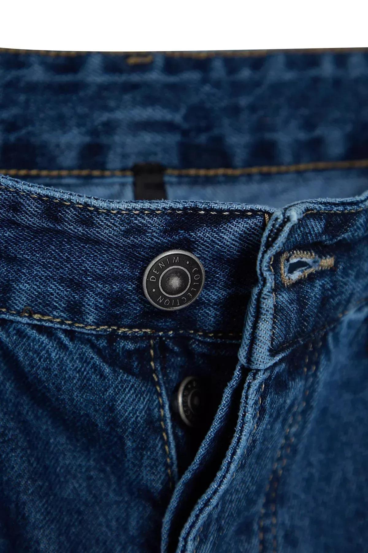 Navy Baggy Fit Jeans Denim Pants, Navy blue-2002, large image number 7