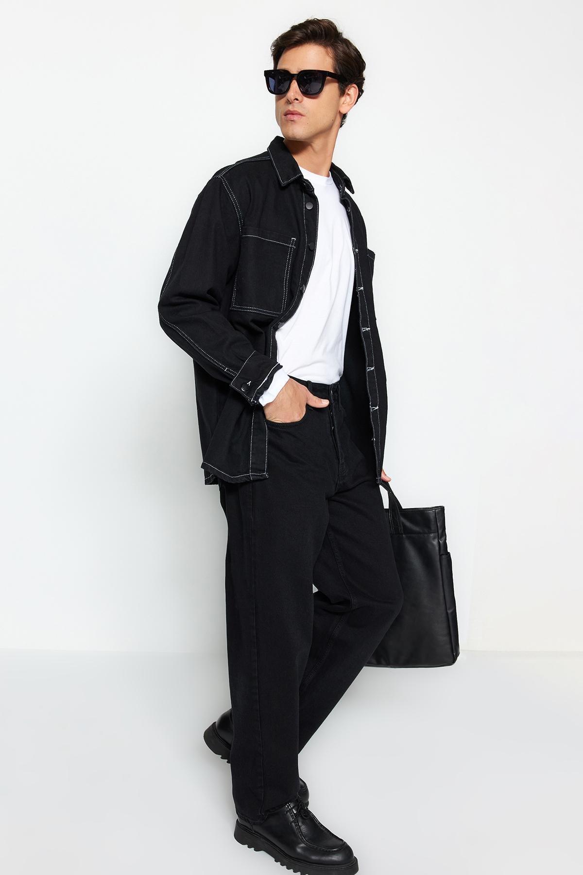 Black Baggy Fit Jeans Pants, , large image number 1