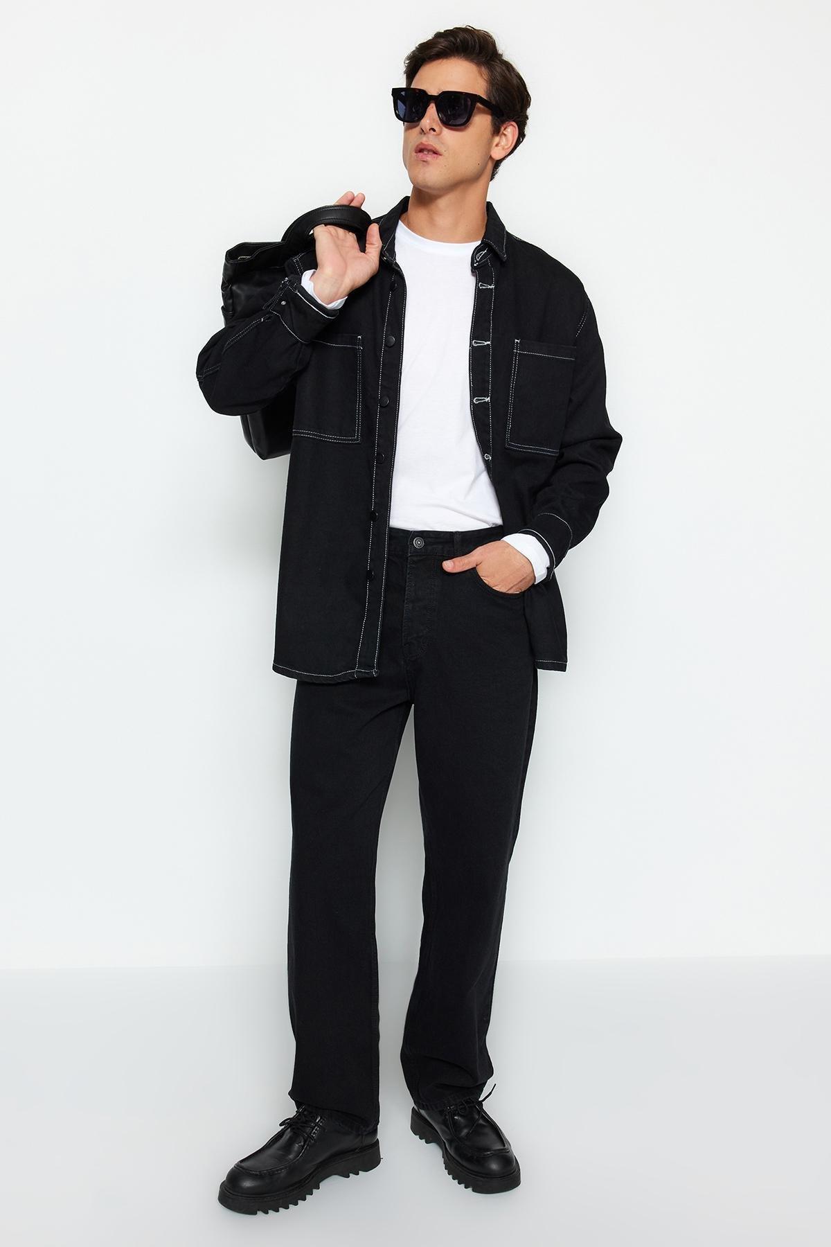 Black Baggy Fit Jeans Pants, , large image number 2