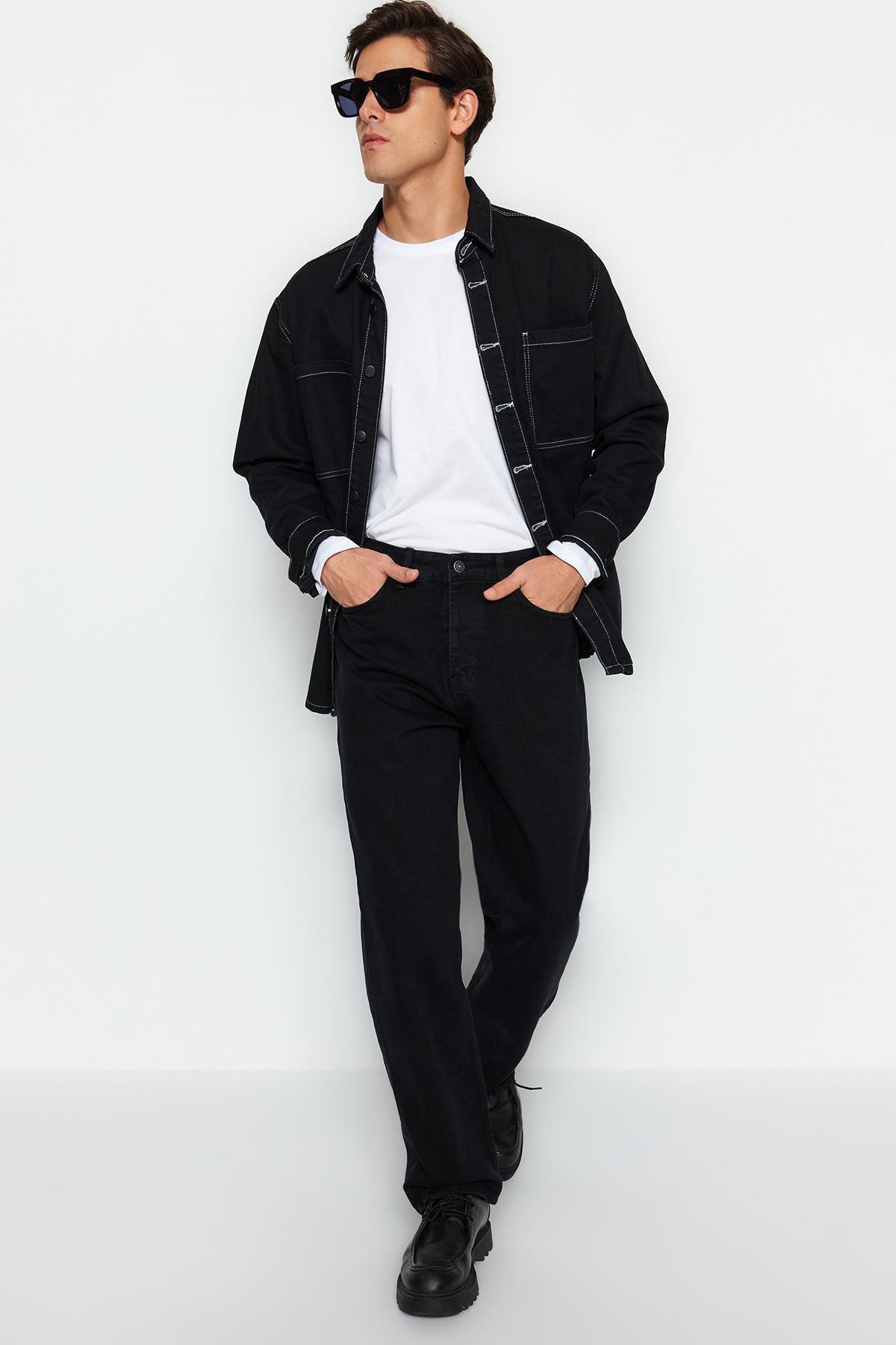 Black Baggy Fit Jeans Pants, , large image number 3