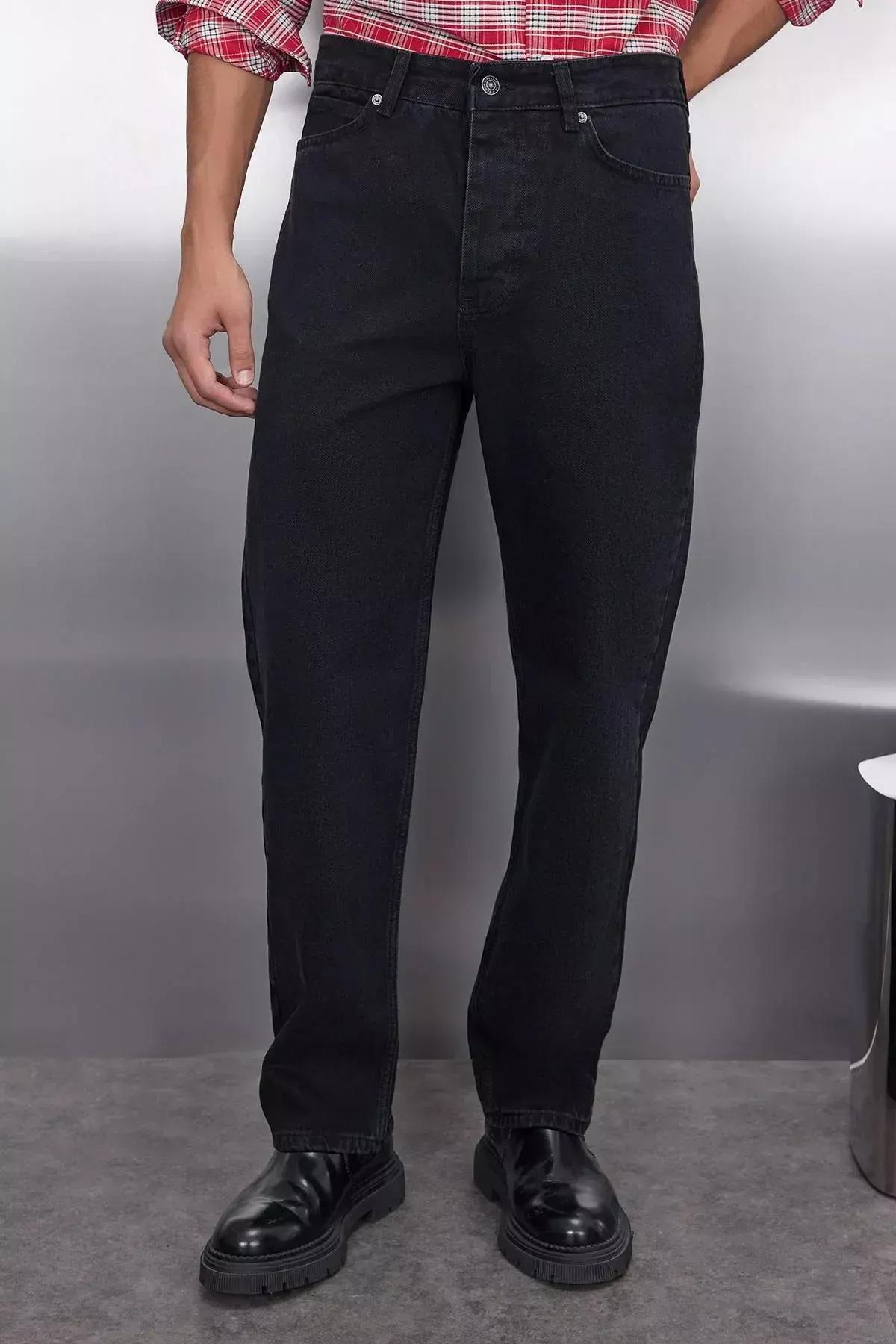 Black Baggy Fit Jeans Pants, Black-1002, large image number 3