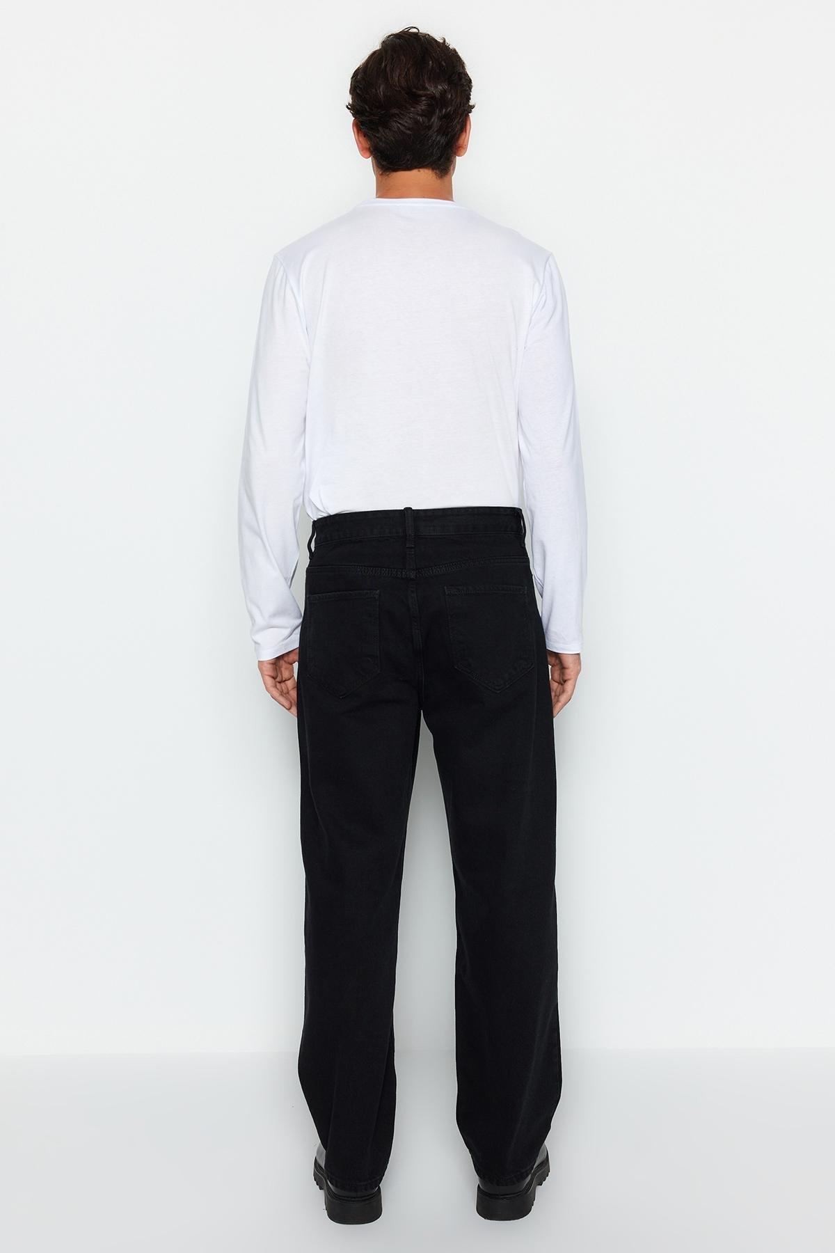 Black Baggy Fit Jeans Pants, , large image number 4