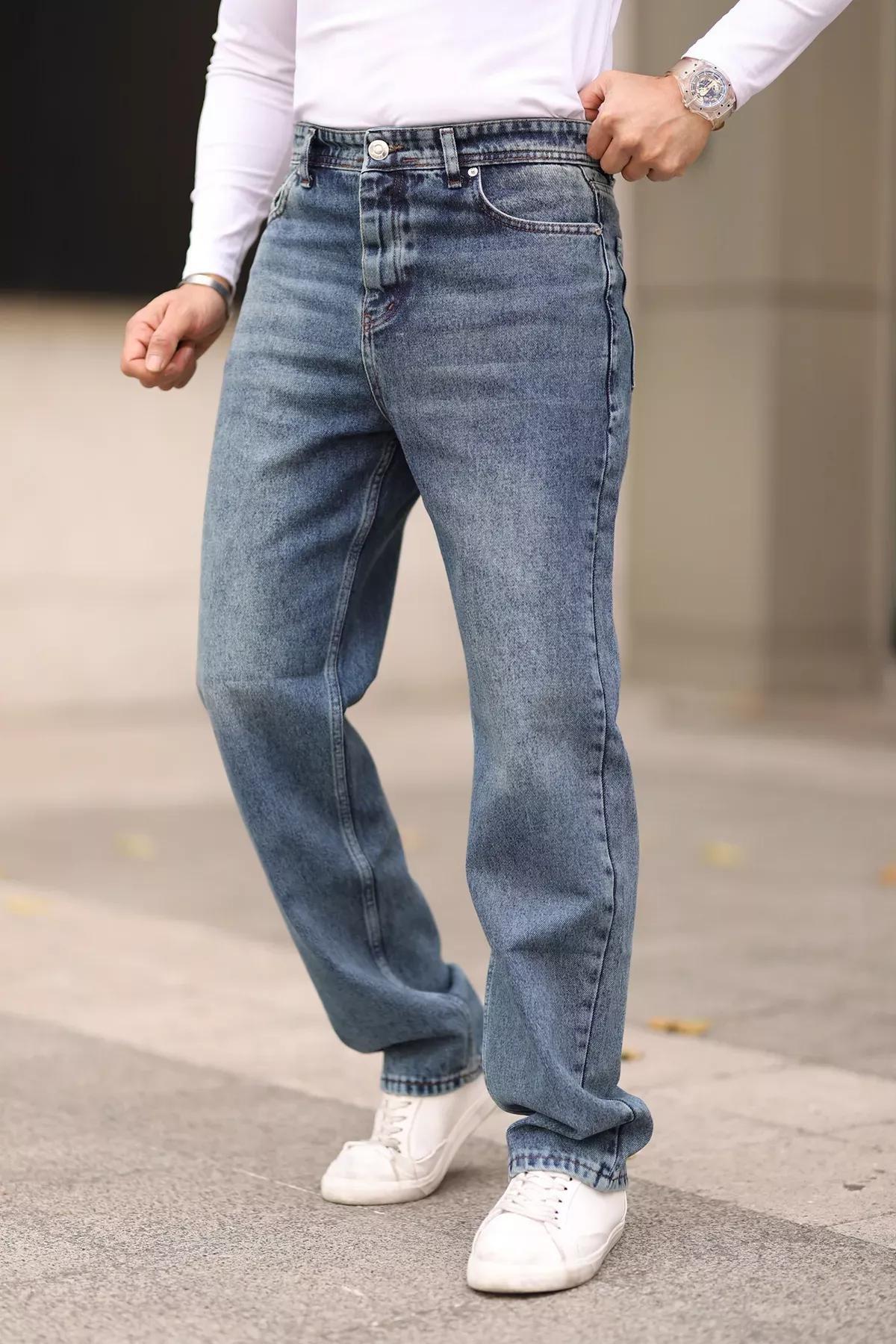 Blue Baggy Fit Jeans, C101_7024, medium