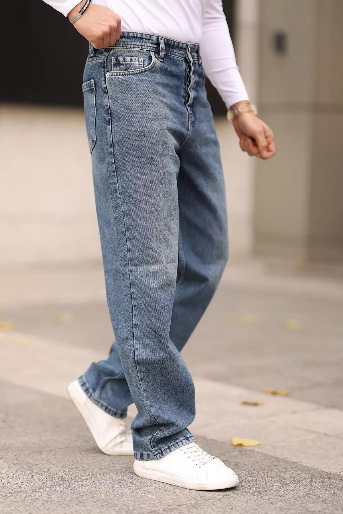 Blue Baggy Fit Jeans, C101_7024, medium