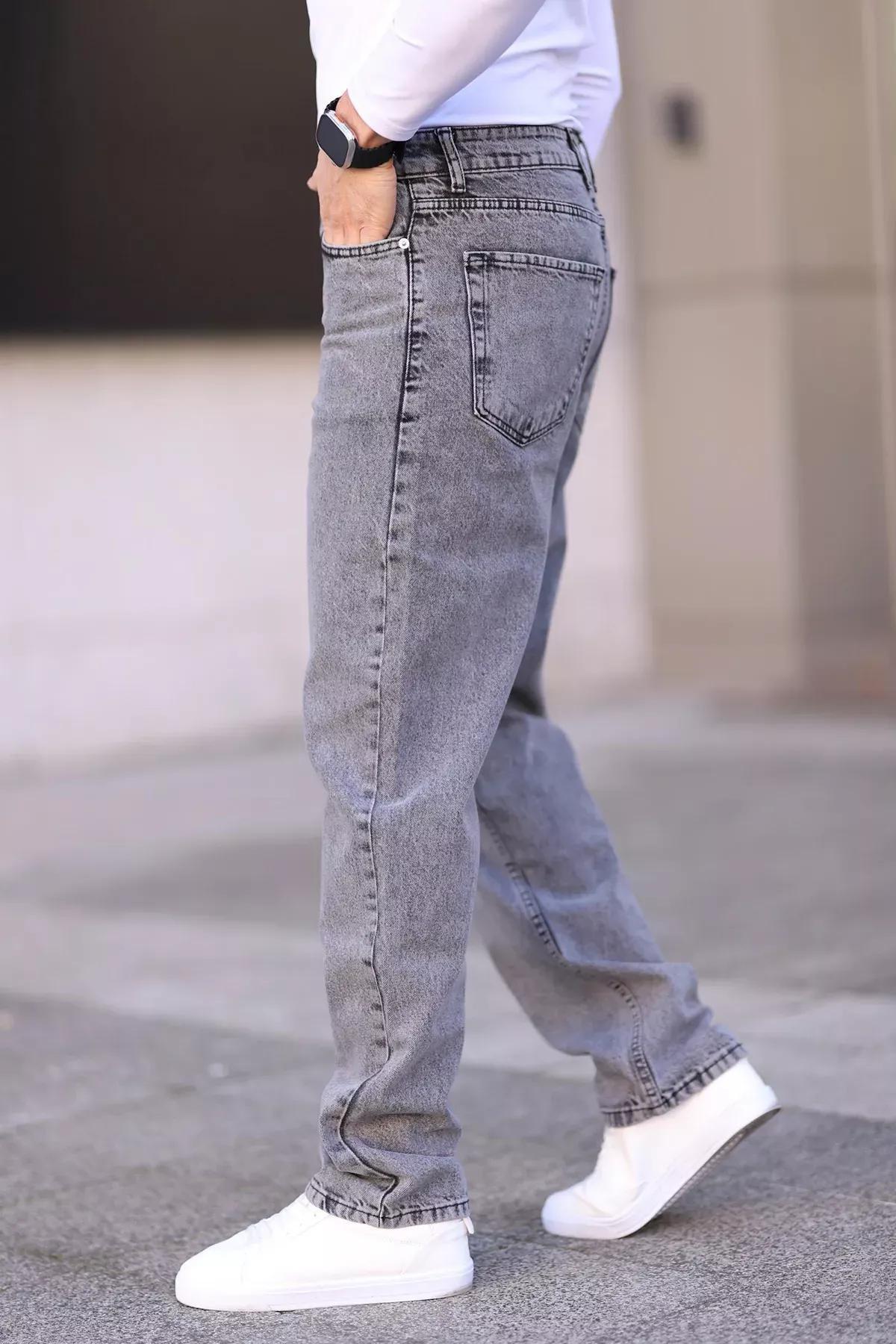 Grey Baggy Fit Denim Trousers, , large image number 1