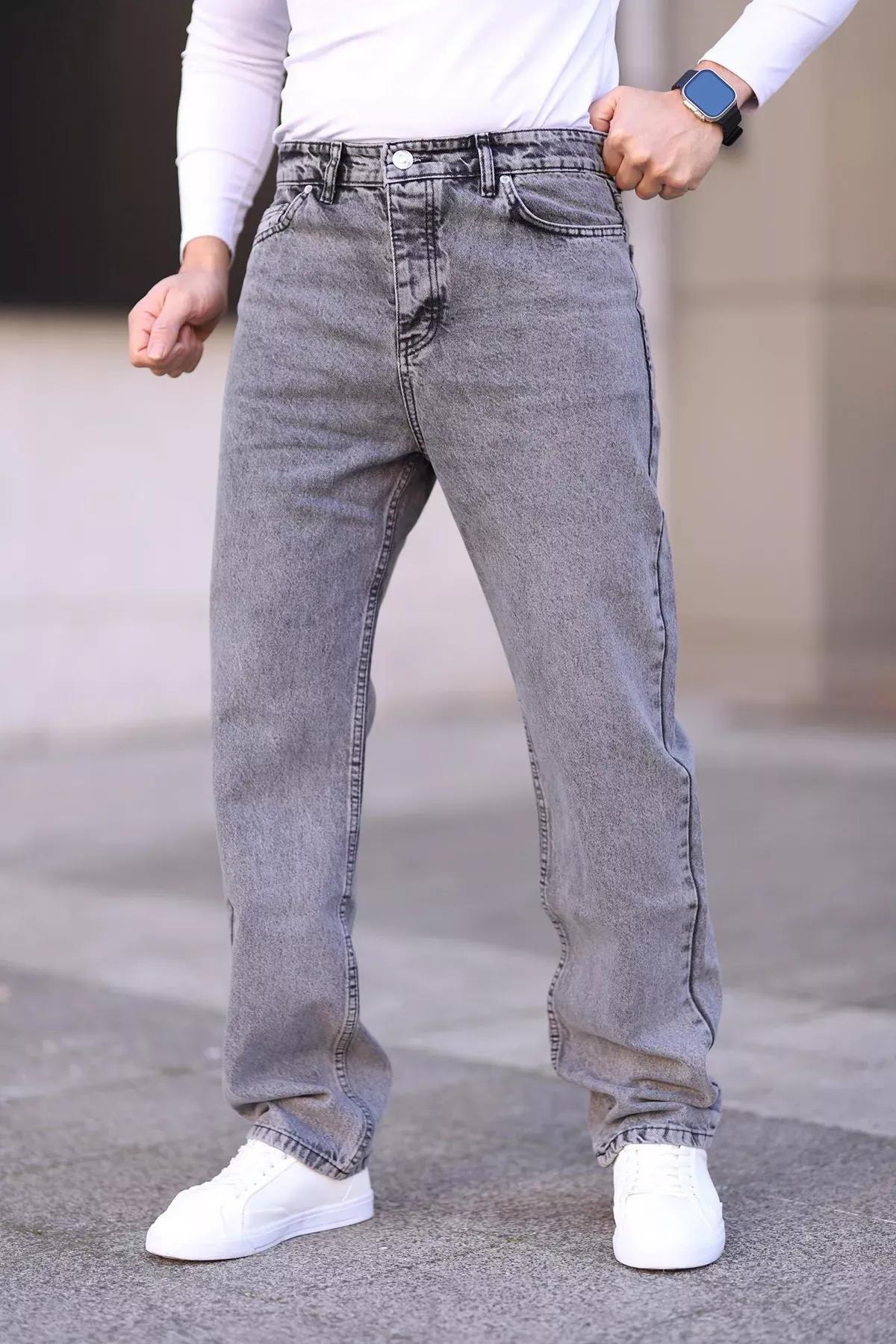 Grey Baggy Fit Denim Trousers, , large image number 2