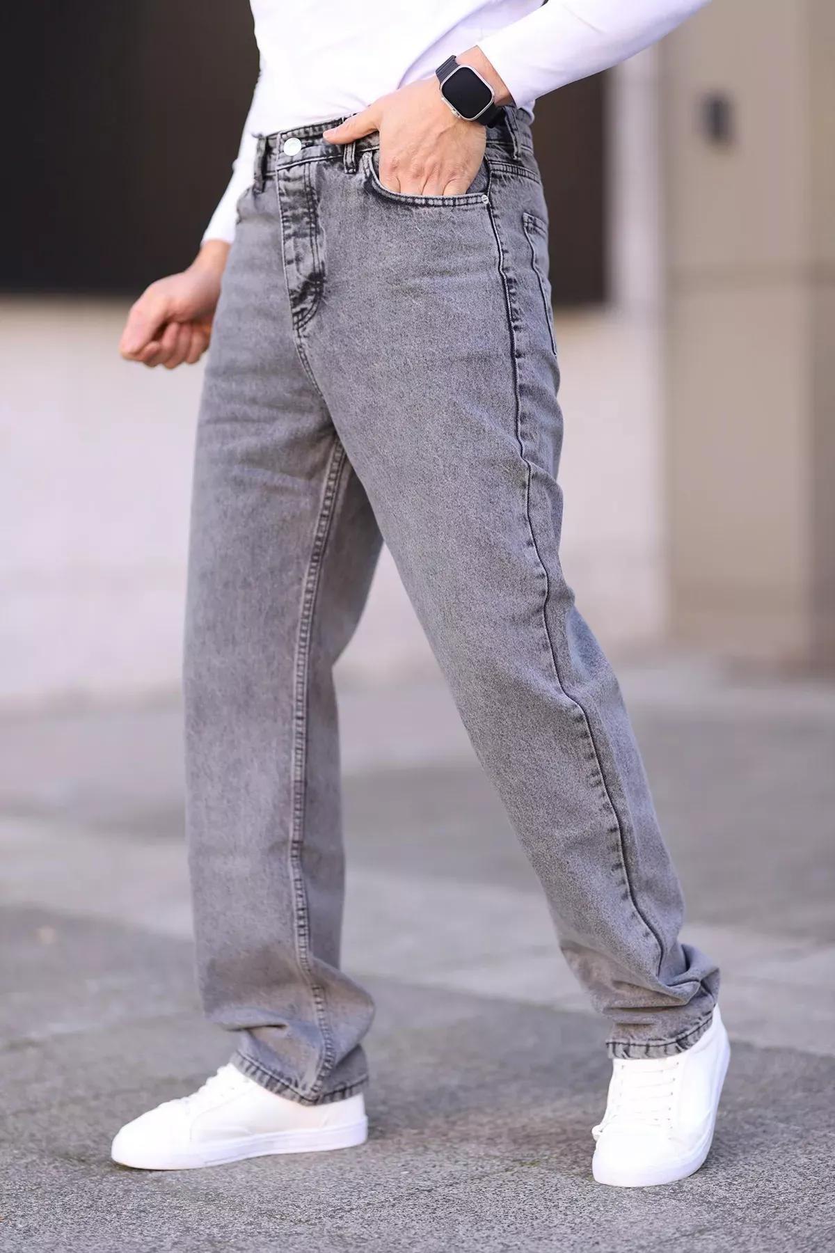 Grey Baggy Fit Denim Trousers, , large image number 4