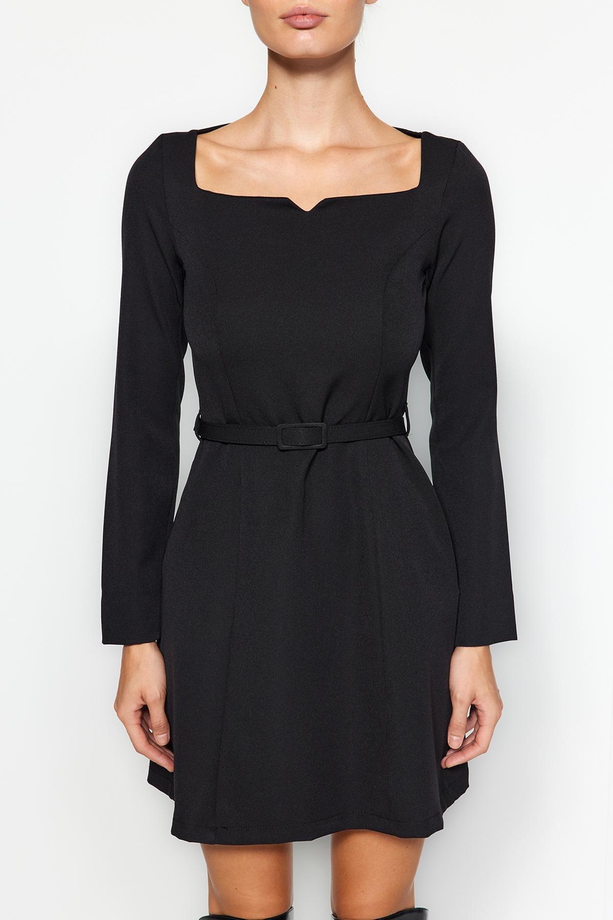 Black Mini Woven Dress, , large image number 3