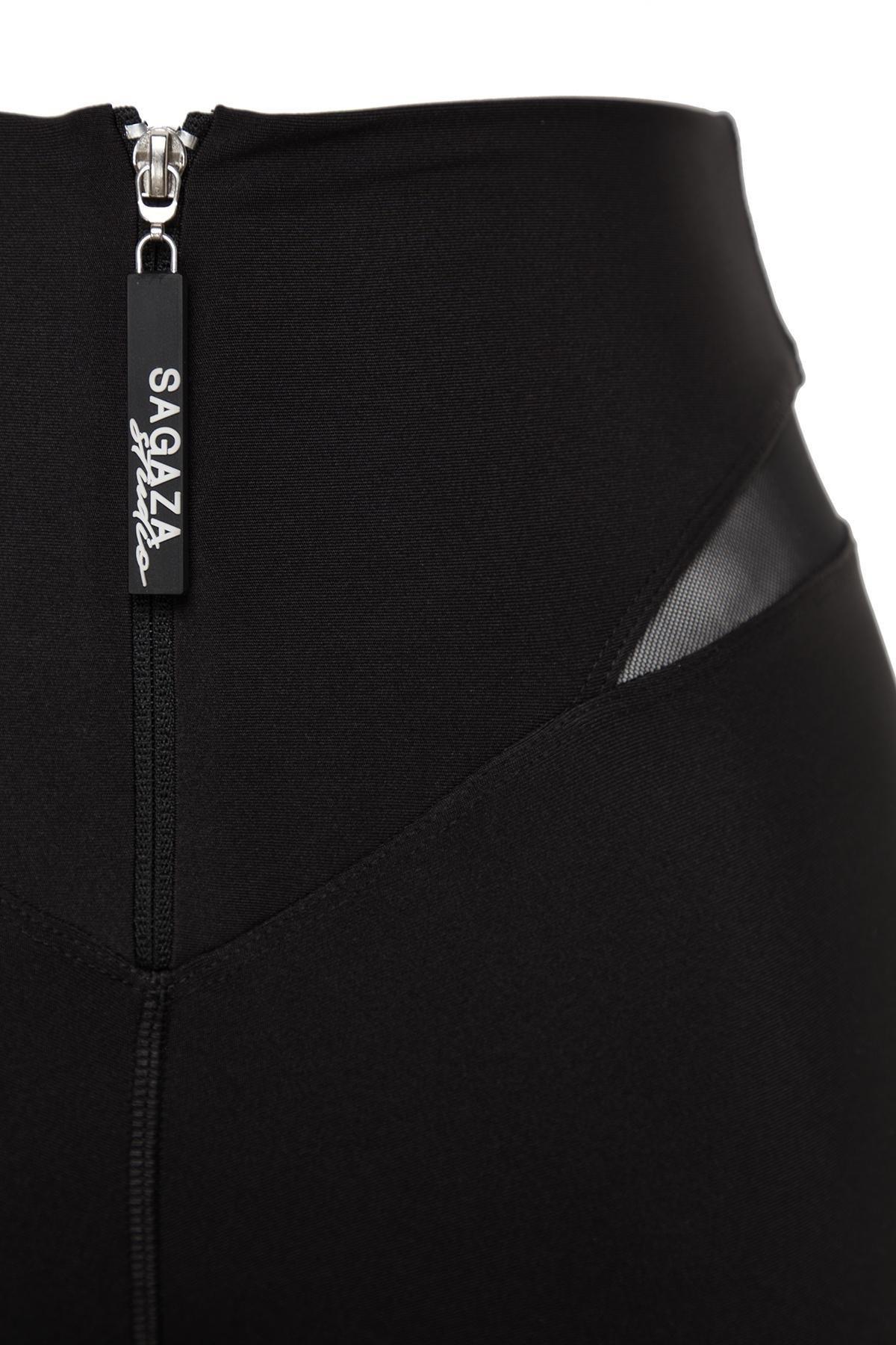 Black Wrap-Around Full Length Sports Leggings, , large image number 7