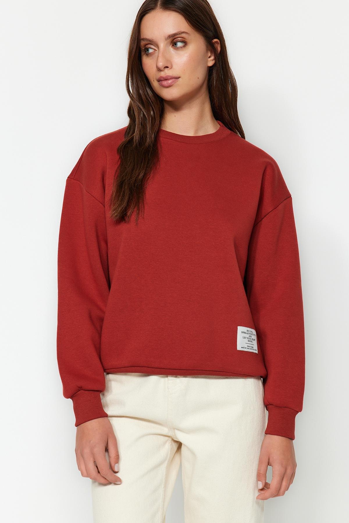 Red Crewneck Knitted Sweatshirt, , large image number 0