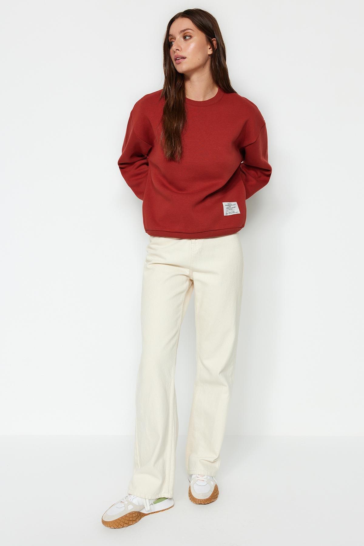 Red Crewneck Knitted Sweatshirt, , large image number 1