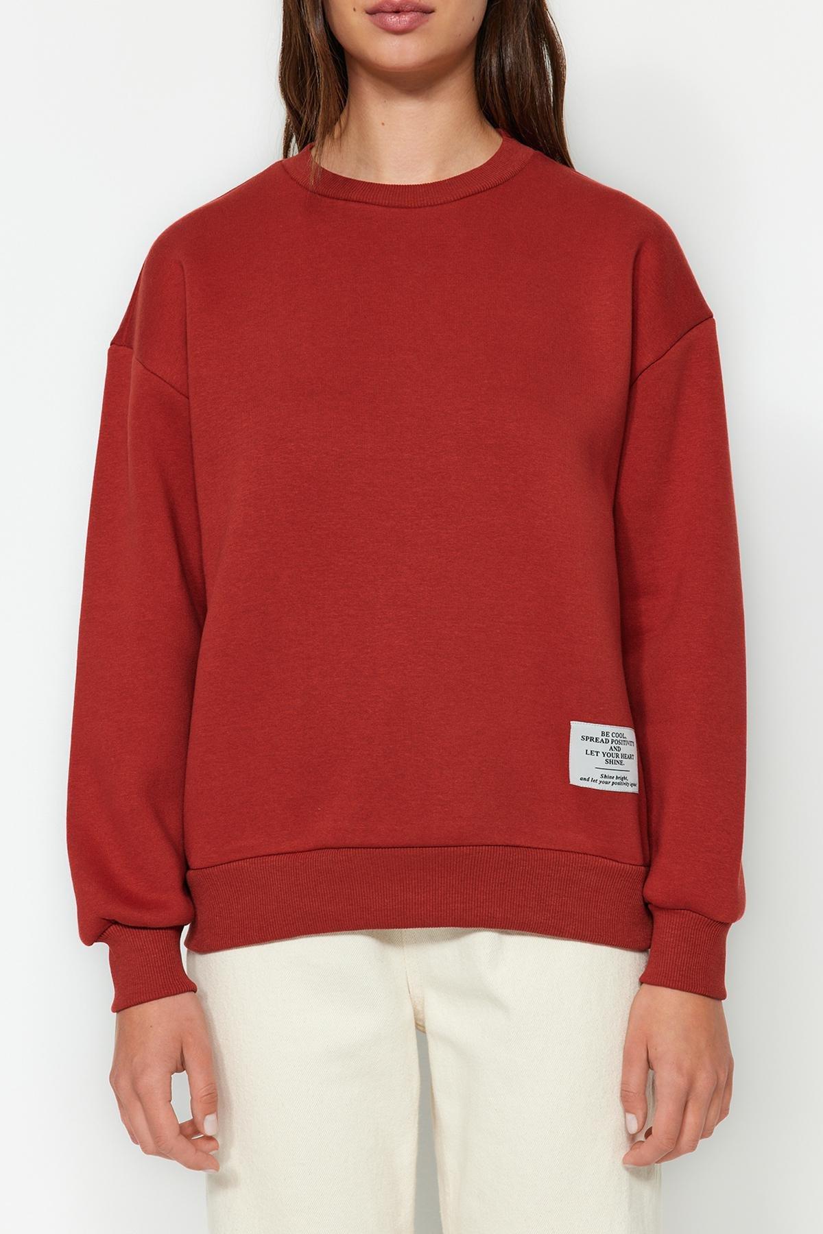 Red Crewneck Knitted Sweatshirt, , large image number 3