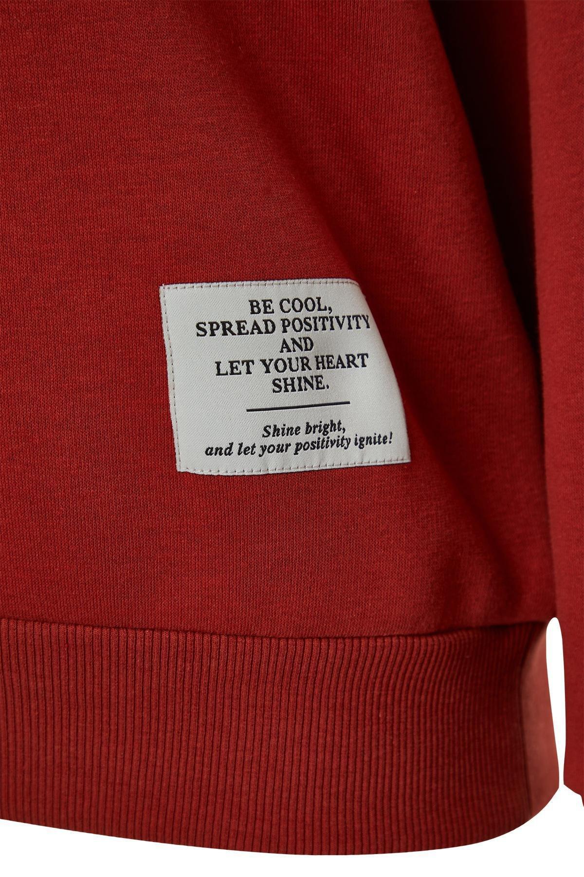 Red Crewneck Knitted Sweatshirt, , large image number 6