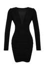 Trendyol - Black Draped V-Neck Flexible Mini Knit Dress