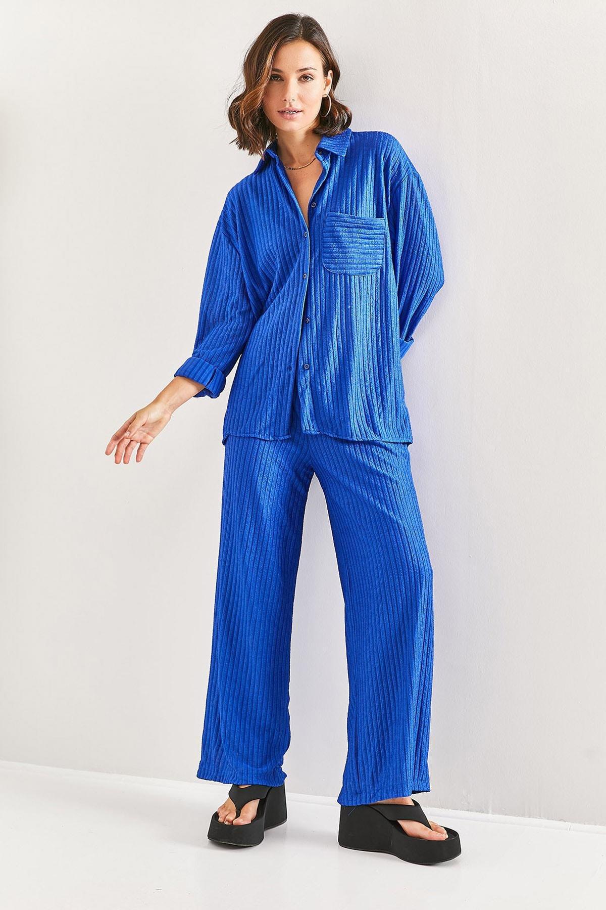 Blue Panorama Double Suit Co-ord Set, Sax, large image number 0