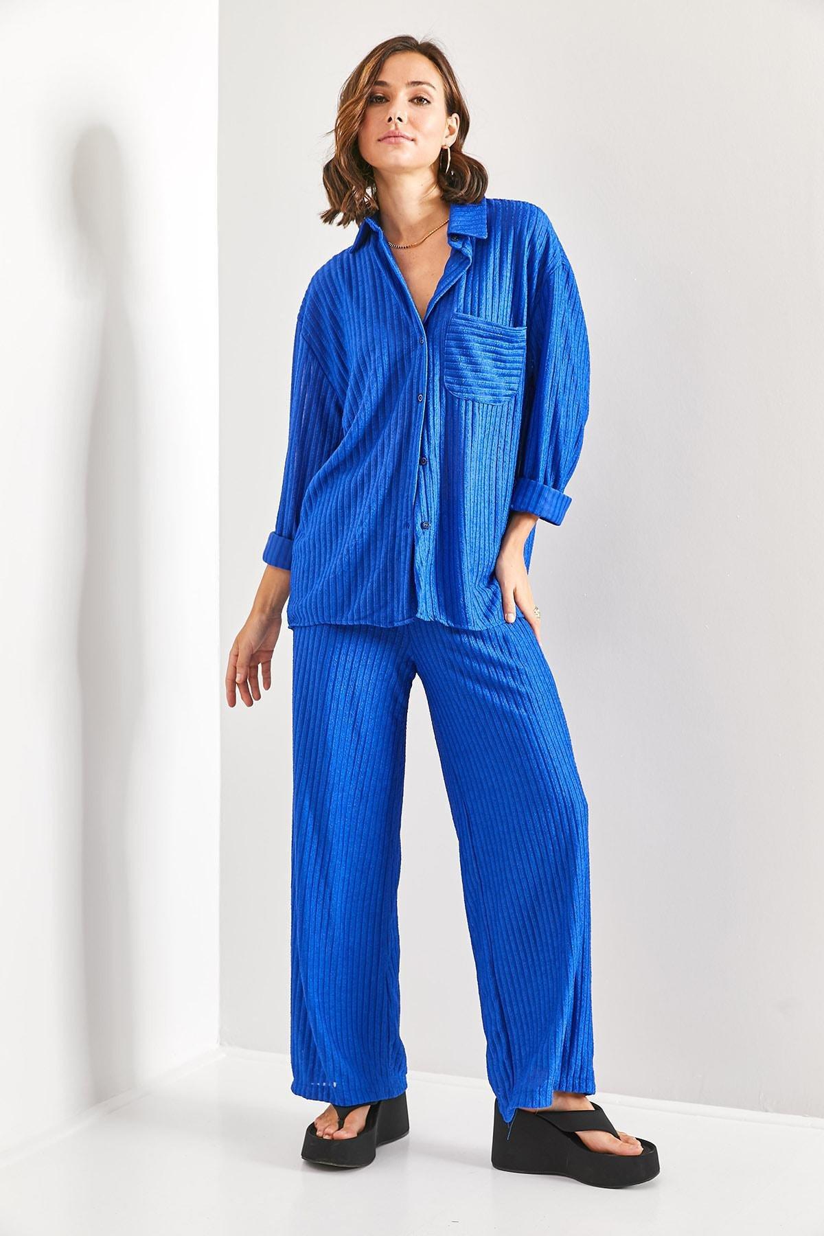 Blue Panorama Double Suit Co-ord Set, Sax, large image number 2