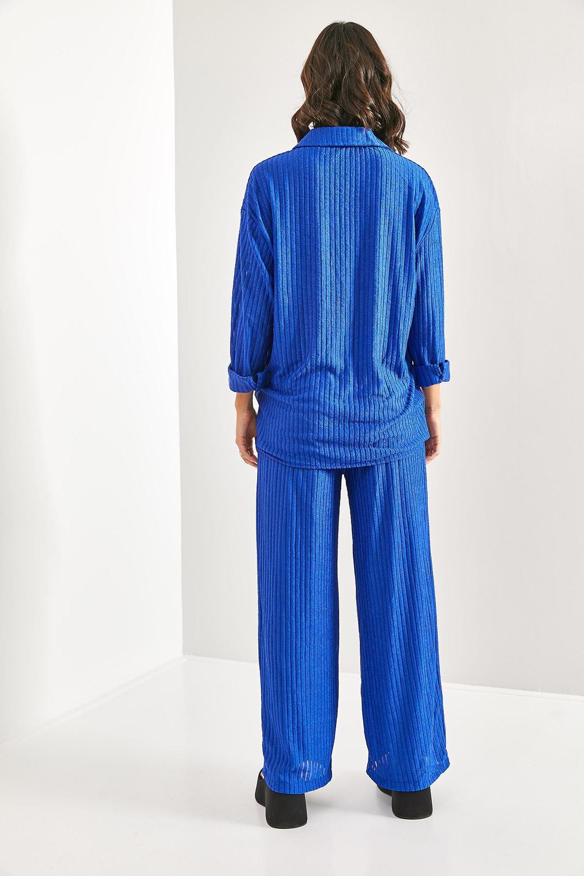 Blue Panorama Double Suit Co-ord Set, Sax, large image number 3