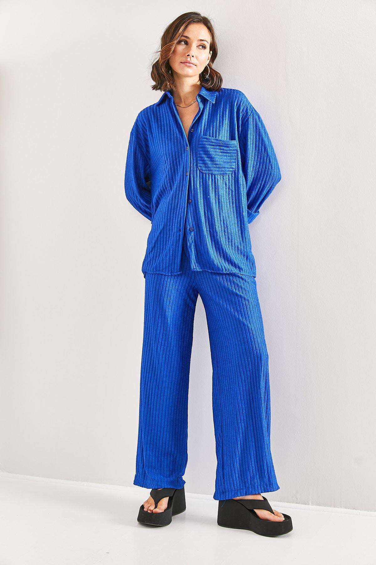 Blue Panorama Double Suit Co-ord Set, Sax, large image number 5