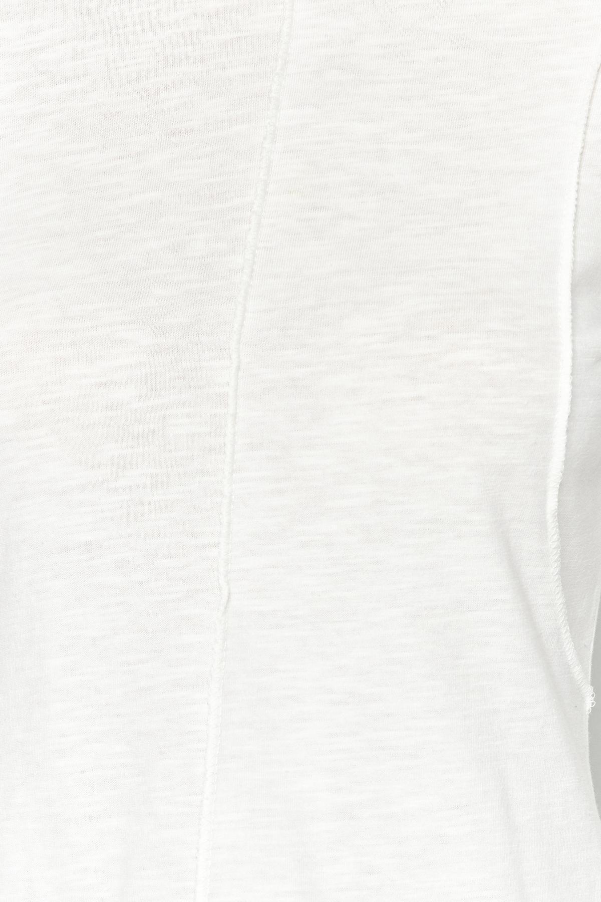 White Crew Neck Detailed Knitted T-Shirt, Ecru, large image number 3