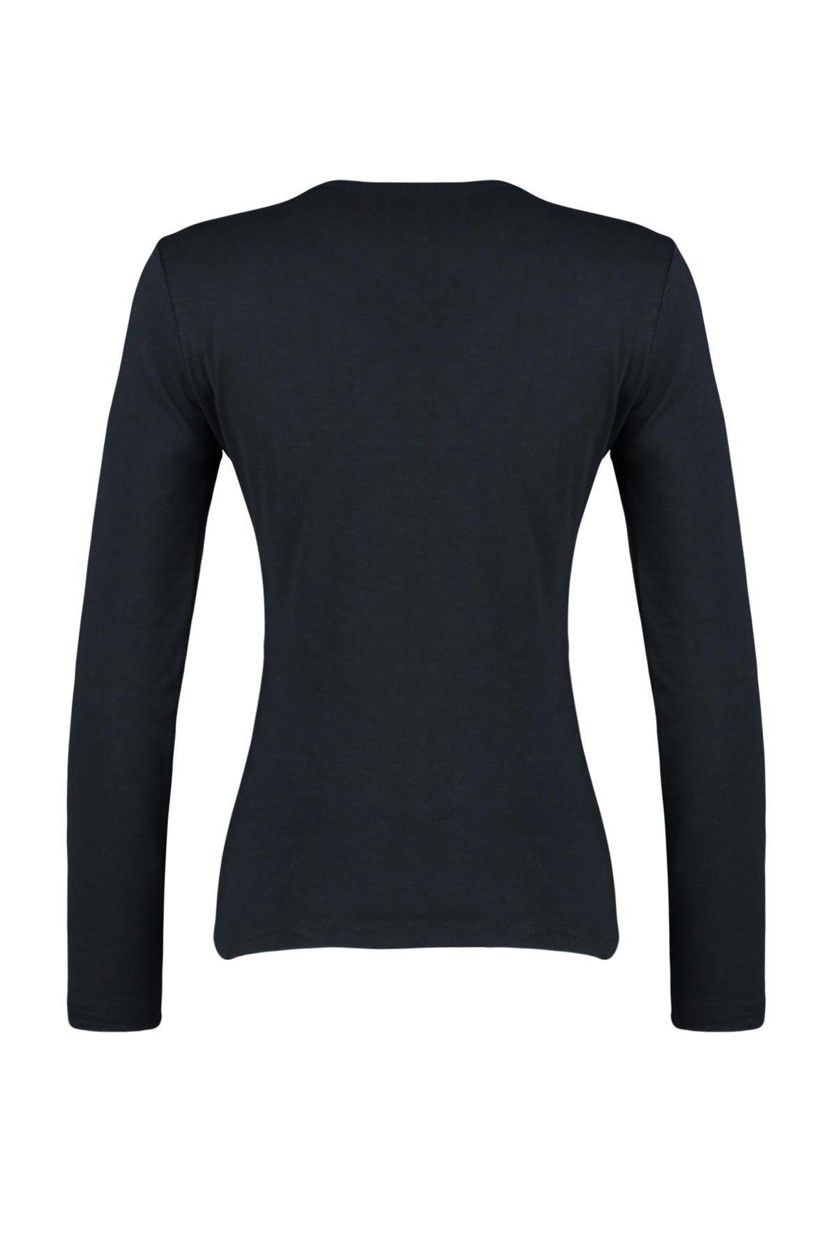 Grey Crew Neck Detailed Knitted T-Shirt, , large image number 7